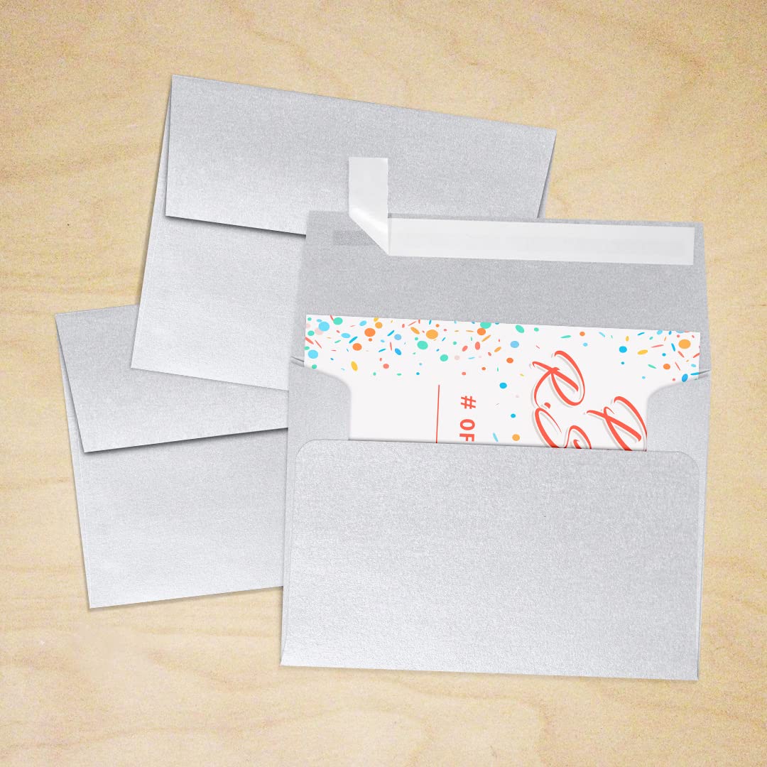 Premium A2 Silver Metallic Peel & Press Invitation Envelopes (4 3/8