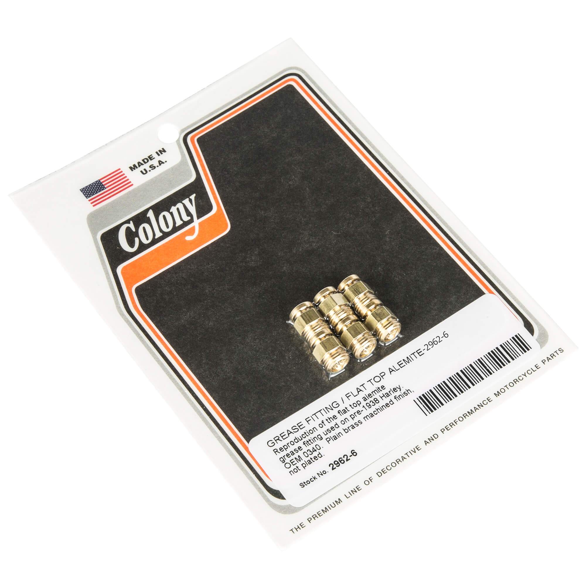 Vintage 6 Flat Top Brass Grease Fitting Alemite for Pre-1938 Harley Davidson Motorcycles - 3 Pack - Ideal for Classic Bike Restoration & Maintenance