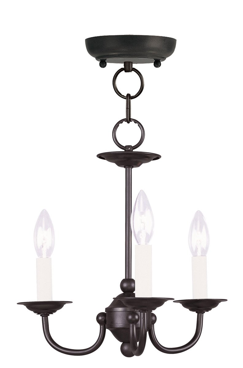 Livex Lighting 4153-04 3-Light Black Mini Chandelier for Dining Room & Bedroom - 14 Inch Height x 14 Inch Width Modern Ceiling Fixture with Clear Glass Shades - Perfect for Small Spaces, Apartments and Farmhouse Decor