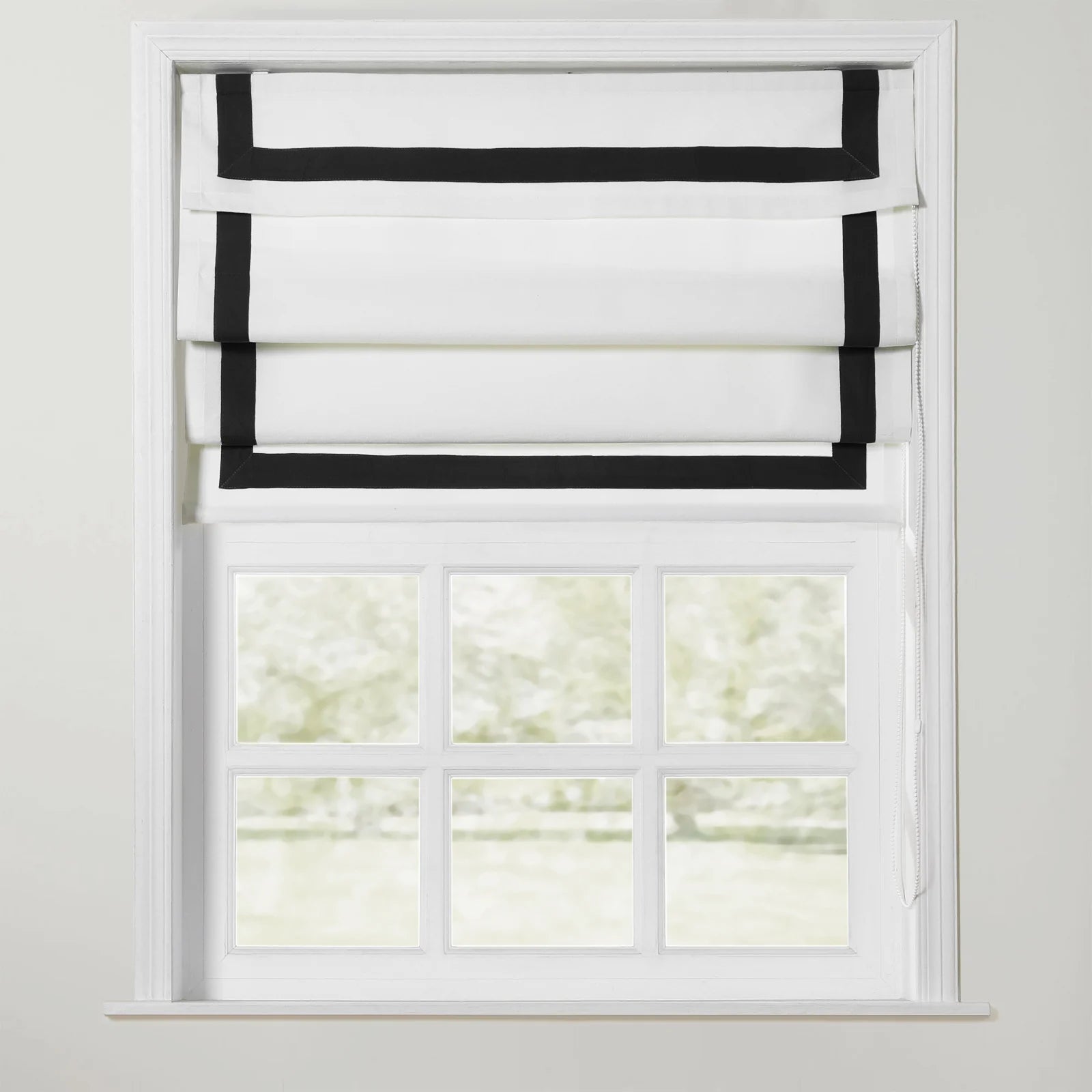 Tyrone Roman Shade with Border Cord Lift - Classic Window Treatment for Living Room & Bedroom - Blackout Fabric for Light Control & Privacy