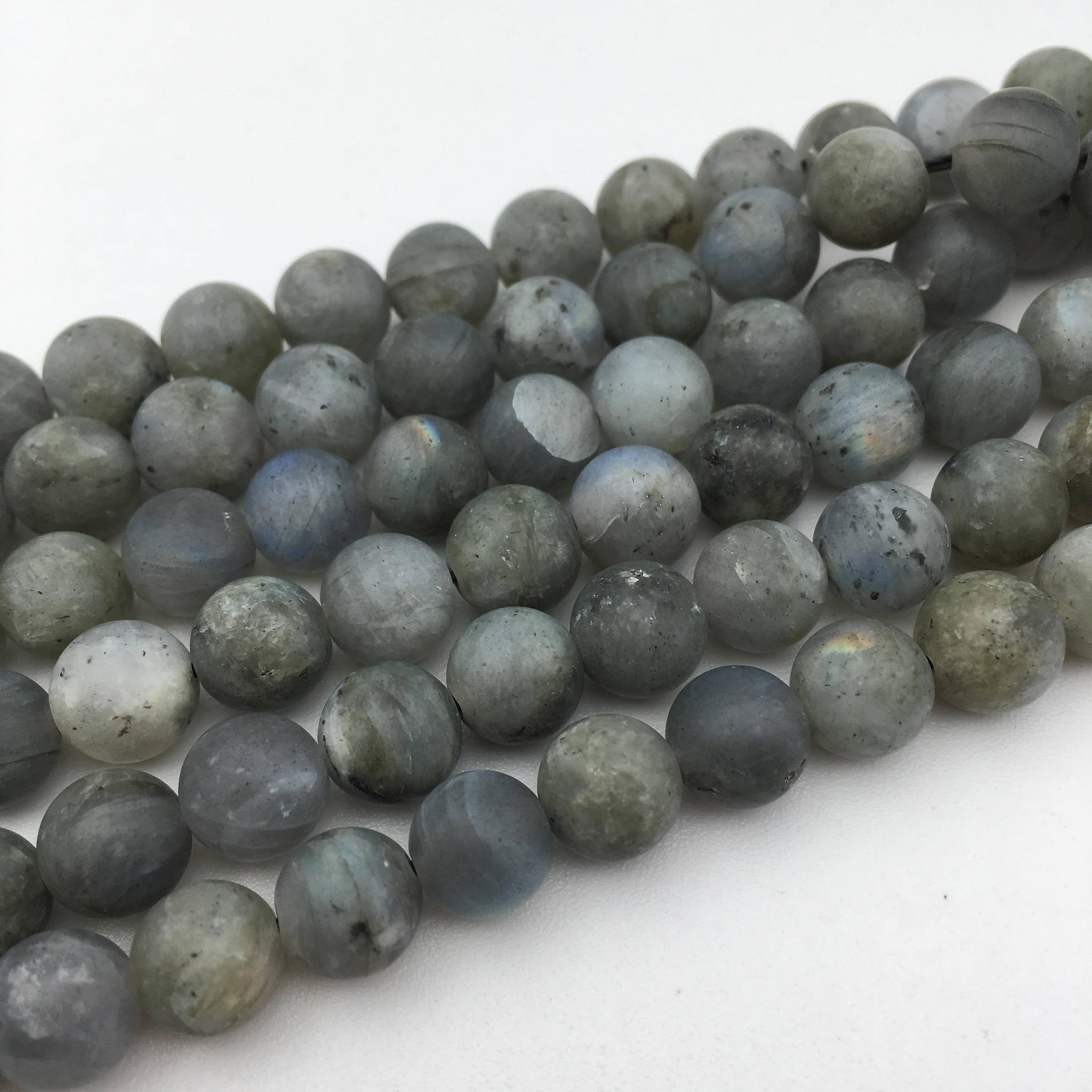 Labradorite Matte Round Beads - 6mm 8mm 10mm 12mm 15.5mm Gemstone Beading Strands for Jewelry Making, DIY Crafts, and Healing Crystal Bracelets