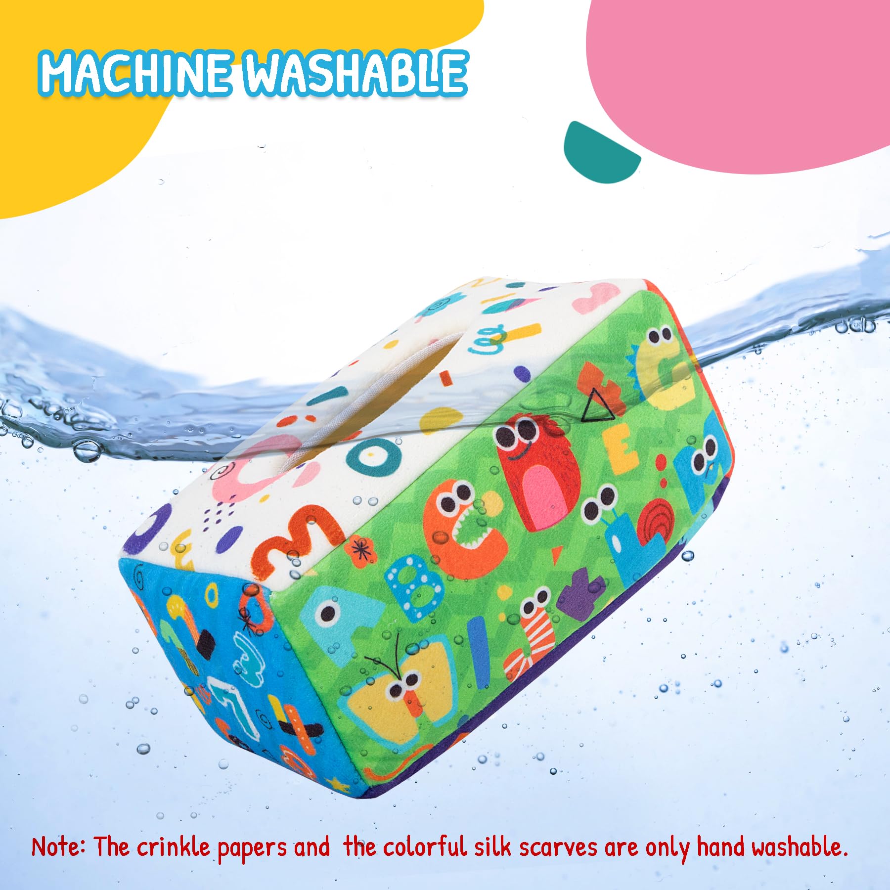 URMYWO Montessori Baby Tissue Box Toy - Soft Crinkle Sensory Learning Toy for 6-12 Months Old Infants & Toddlers - Perfect Baby Shower Gift & Easter Basket Stuffer - Great for Early Development & Playtime Fun