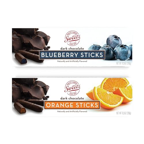 Dark Chocolate Fruit Sticks - Orange & Blueberry, Gluten Free, Kosher - 10.5oz (Pack of 2) for Gifts & Snacking