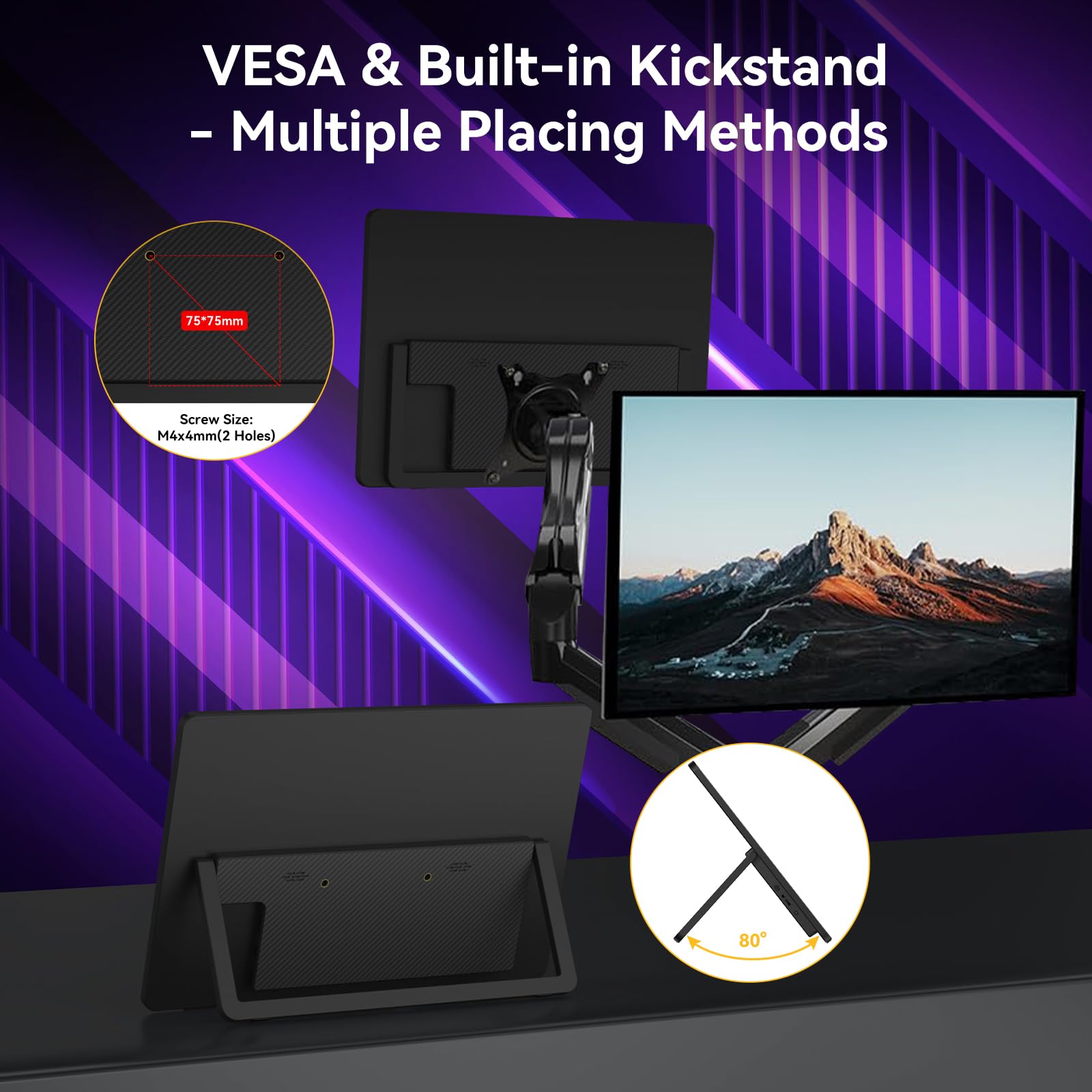 14 Inch Portable Touchscreen Monitor - 2K QHD IPS Display with Tempered Glass, Adjustable Kickstand & Protective Sleeve - HDMI/USB-C External Second Screen for Laptop, PC, Phone, Xbox, Switch, PS4/PS5 - Perfect for Work, Gaming & Travel