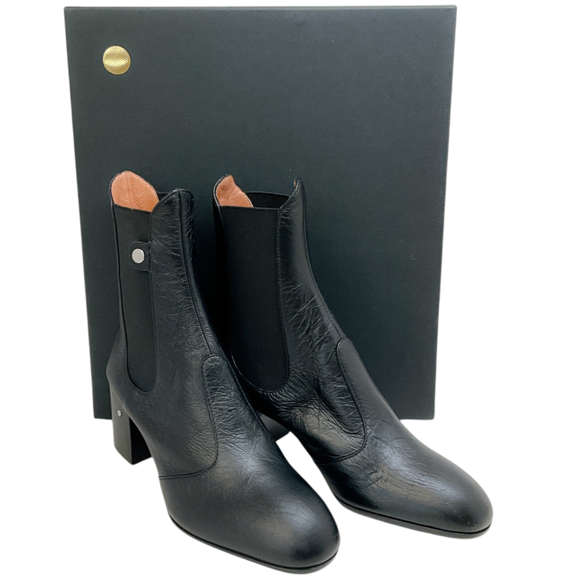 Laurence Dacade Black Leather Angie Ankle Boots for Women - Fashionable Chunky Heel Booties for Fall & Winter - Perfect for Office, Dating & Night Out