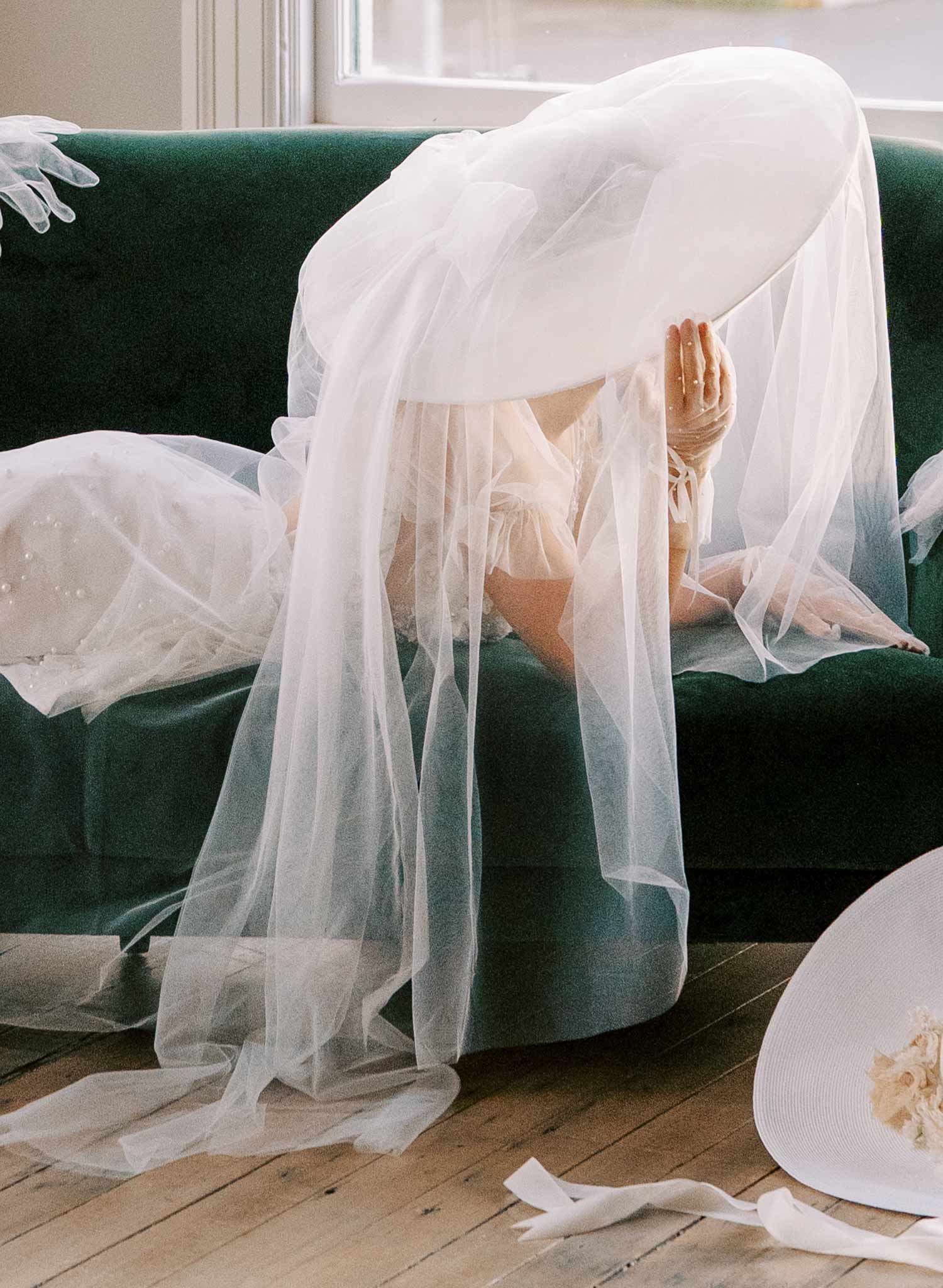 Dream Cloud Bridal Hat with Veil - Elegant Wedding Headpiece Style #2456 | Perfect for Bridal Showers, Ceremonies & Photo Shoots