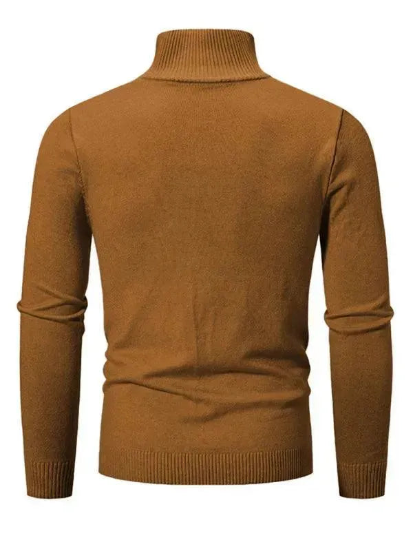 Men's Zipper Turtleneck Pullover Sweater - Warm Winter Knitwear for Casual Outfits & Office Wear