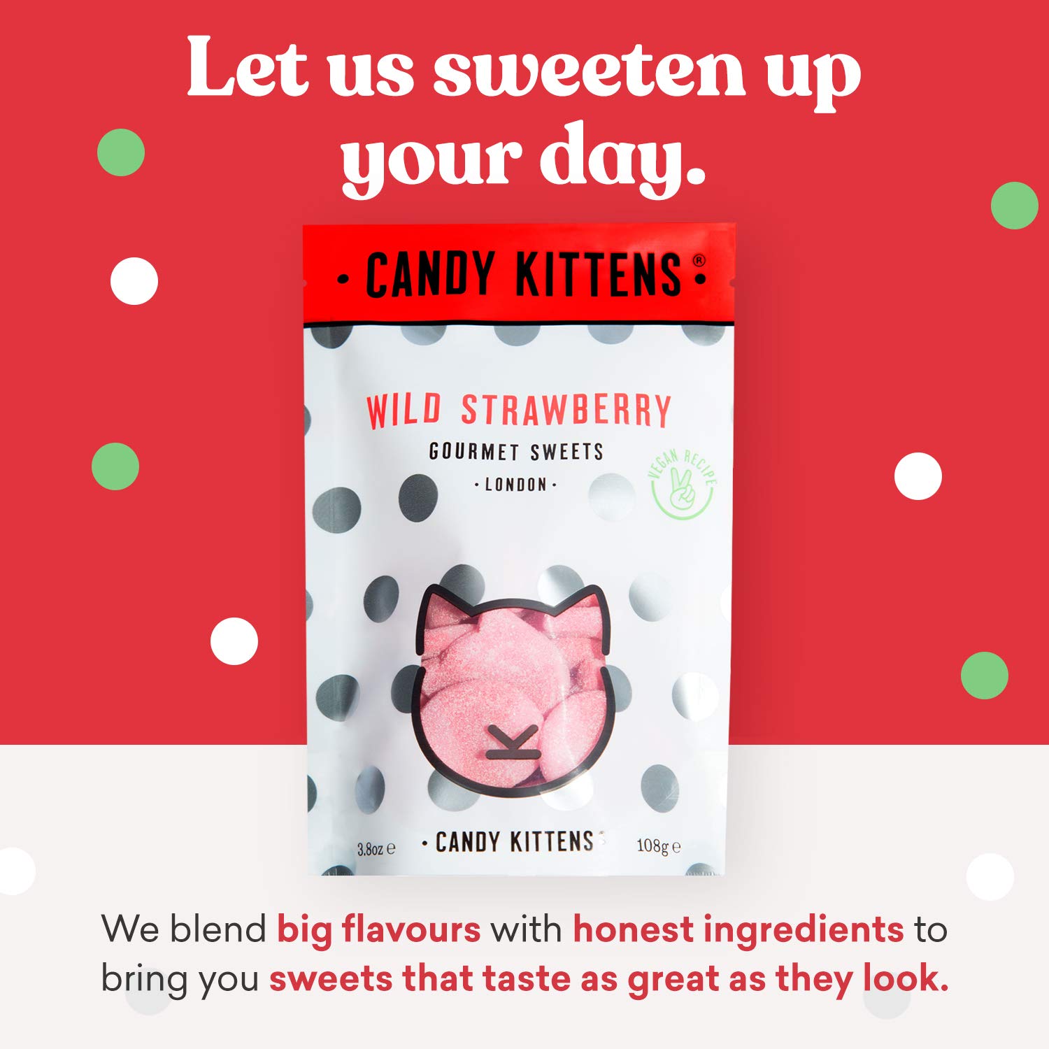 Candy Kittens Vegan Gummy Candy - Plant-Based, Gluten-Free, Natural Fruit Flavors - Wild Strawberry, Sour Watermelon & More - 4.8oz (7-Pack) - Perfect for Vegan Snacks, Party Favors & Healthy Treats