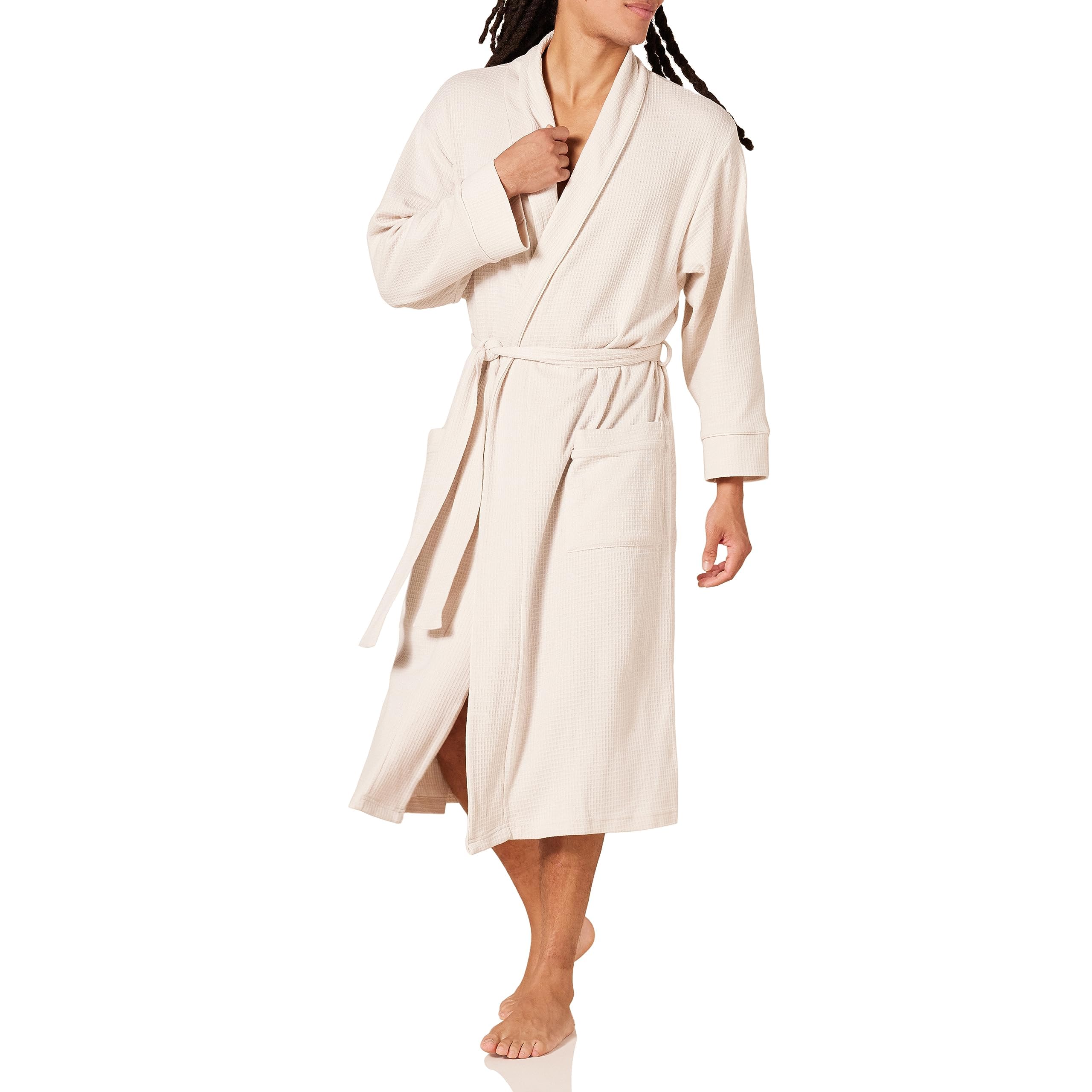 Amazon Essentials Men's Lightweight Waffle Robe - Soft Comfortable Bathrobe for Big & Tall - Perfect for Spa, Lounging & Relaxation at Home