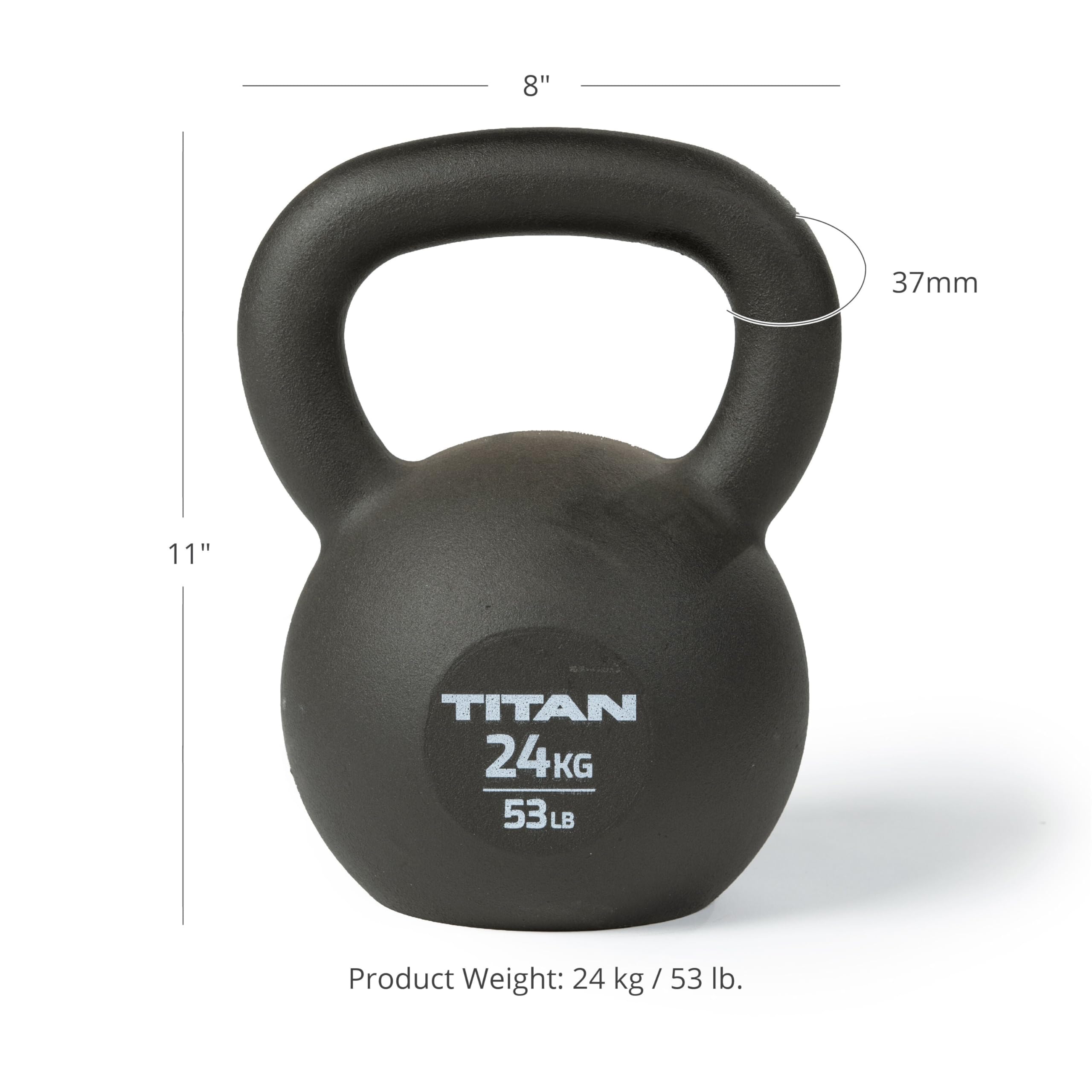 Titan Fitness Cast Iron Kettlebell - Single Piece Casting with KG & LB Markings for Full Body Workout - Perfect for Home Gym, CrossFit, Strength Training & Functional Fitness