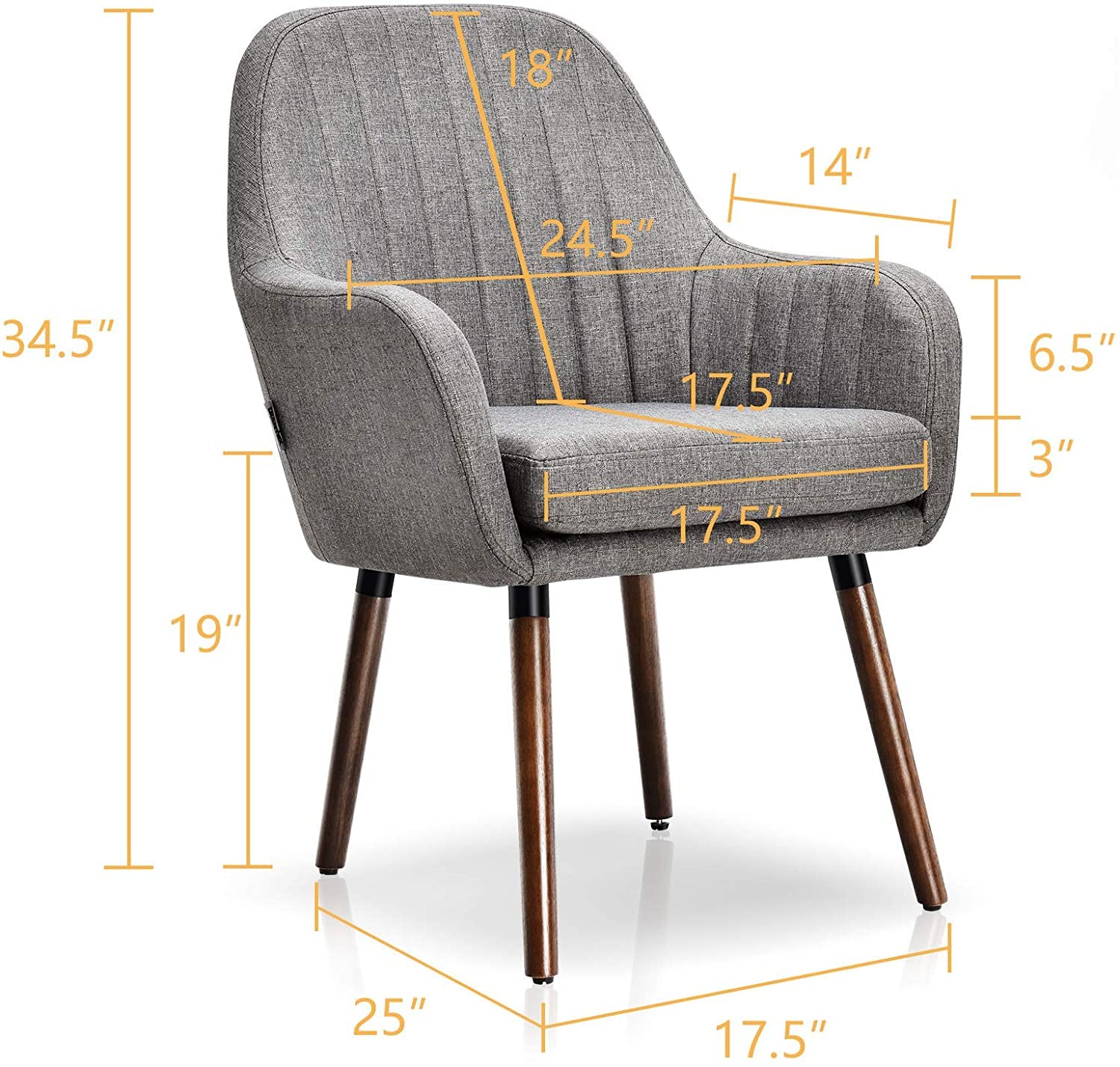 **Moccha Set of 4 Fabric Dining Chairs – Modern Upholstered Arm Chairs with Thick Sponge Seat & Rubber Wood Legs – Grey Accent Chairs for Dining Room, Living Room, Bedroom – Perfect for Home, Office, and Restaurant Use**