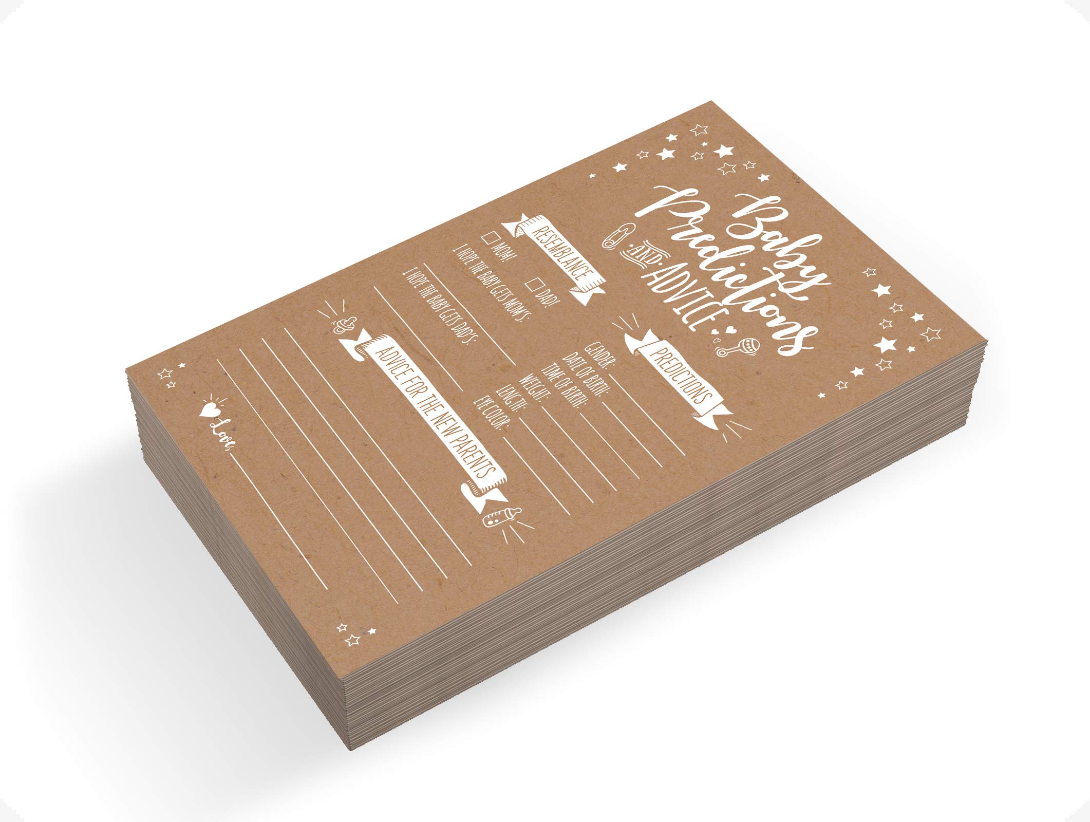 Neatz 50 Rustic Baby Shower Prediction & Advice Cards - Gender Neutral for Boys or Girls | Baby Shower Games, Decorations & Party Favors | Perfect for Baby Showers, Gender Reveals & New Parent Celebrations