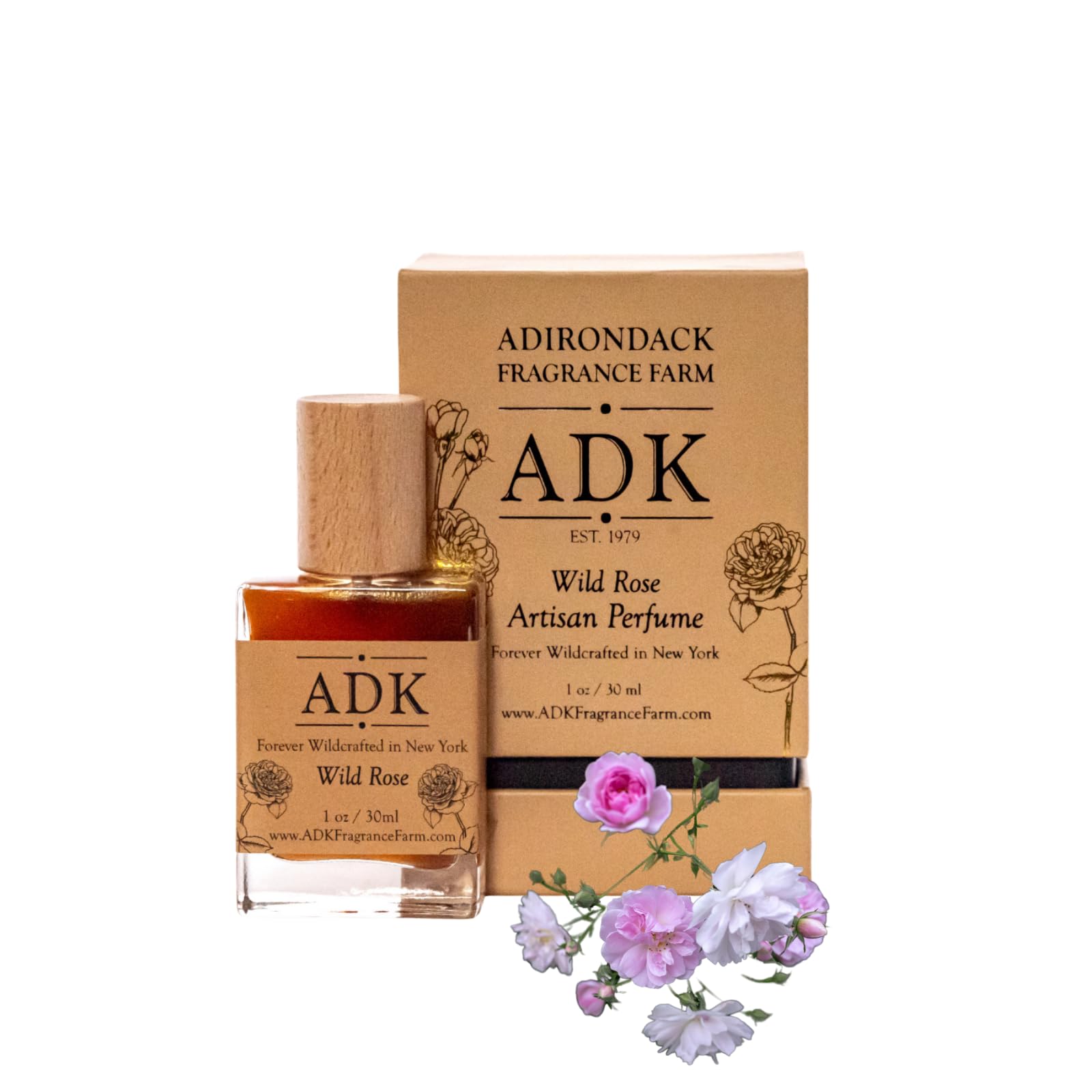 ADK Wild Rose Artisan Perfume Spray 1 oz (30 mL) - Natural Hypoallergenic & Clean Fragrance for Women & Men | Notes of Wild Rose, Rose Geranium, Clove, Cinnamon & Sweetgrass | Perfect for Daily Wear, Special Occasions & Gift Giving