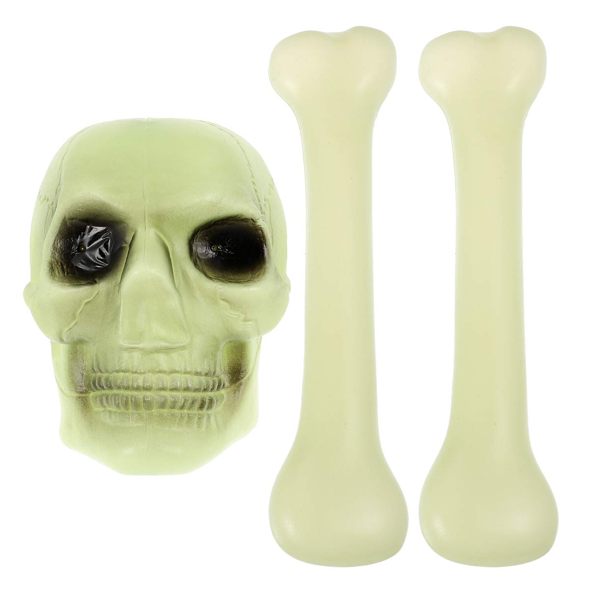 VICASKY Halloween Skull Bones Decorations Set - 3 Piece Spooky Skeleton Props for Halloween Party, Bar, KTV, Haunted House & Home Decor (Green) - Perfect for Themed Parties, Scary Displays & Seasonal Home Decoration
