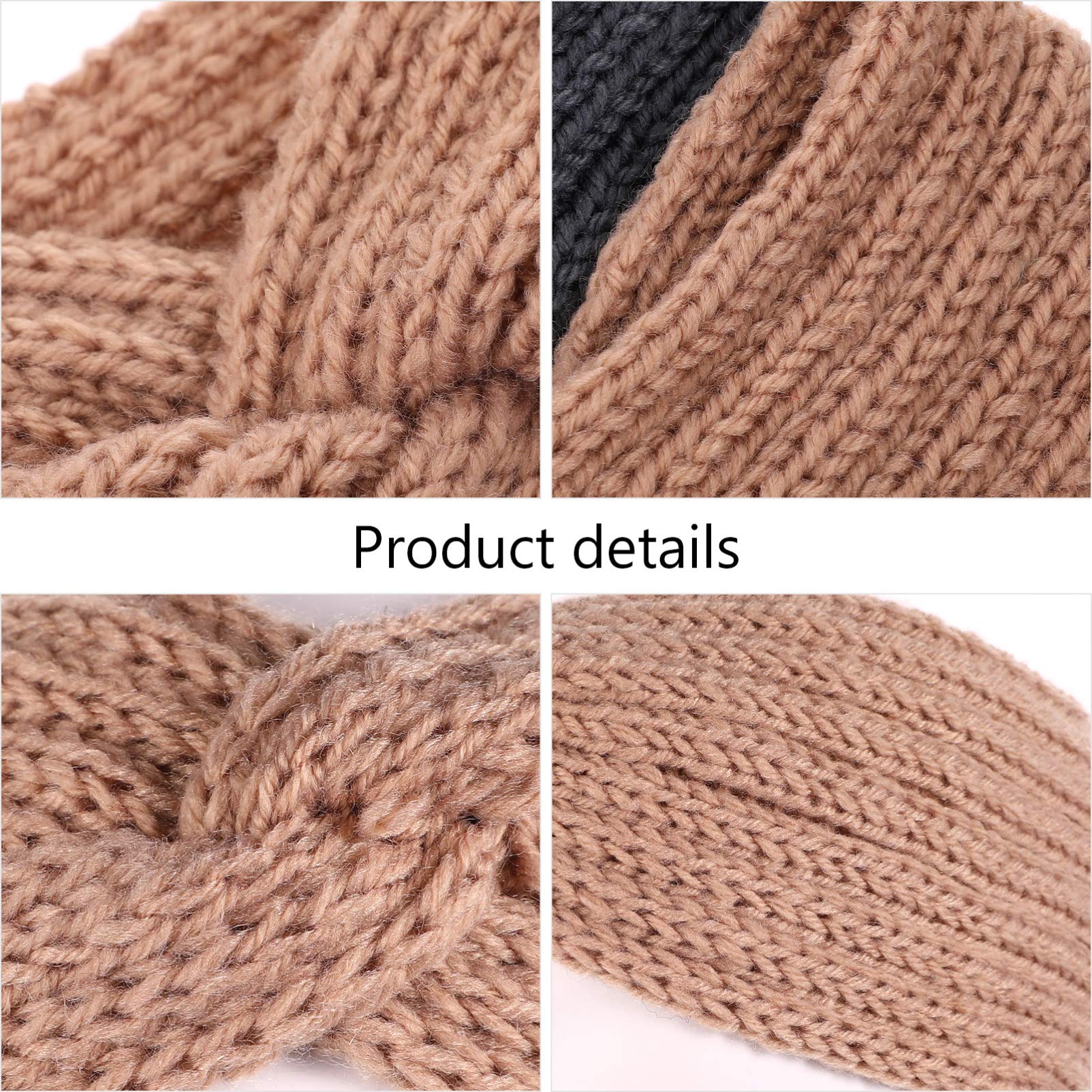 Minkissy 5-Pack Knit Wool Headbands for Women - Stretchy Cross Bandanas for Workout, Yoga & Running - Soft Yarn Hair Accessories & Scarf for Winter & Outdoor Activities