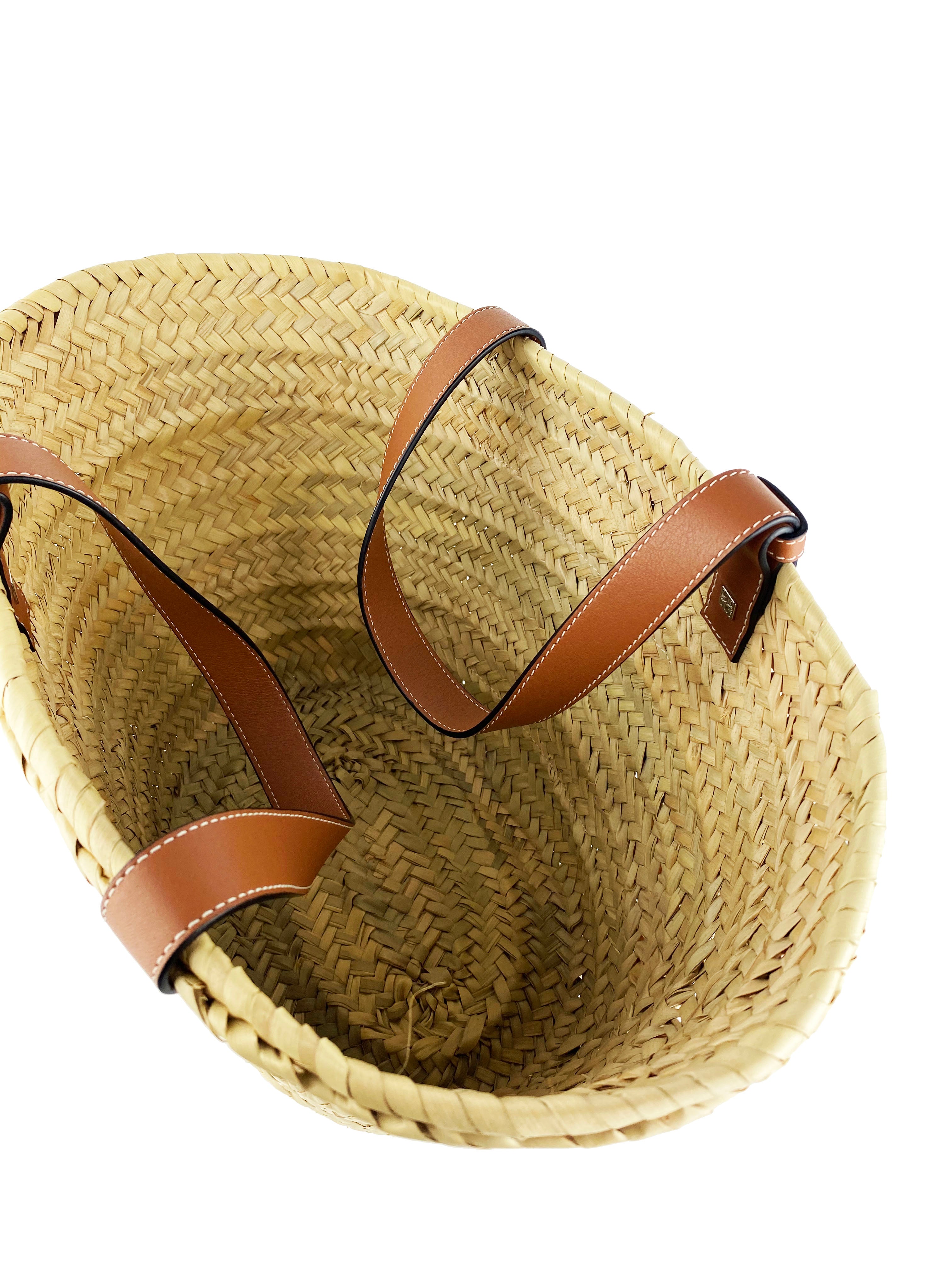 Loewe Palm Leaf Luxury Woven Basket Bag - Stylish Handmade Rattan Tote for Women, Perfect for Beach, Picnic, and Summer Outings