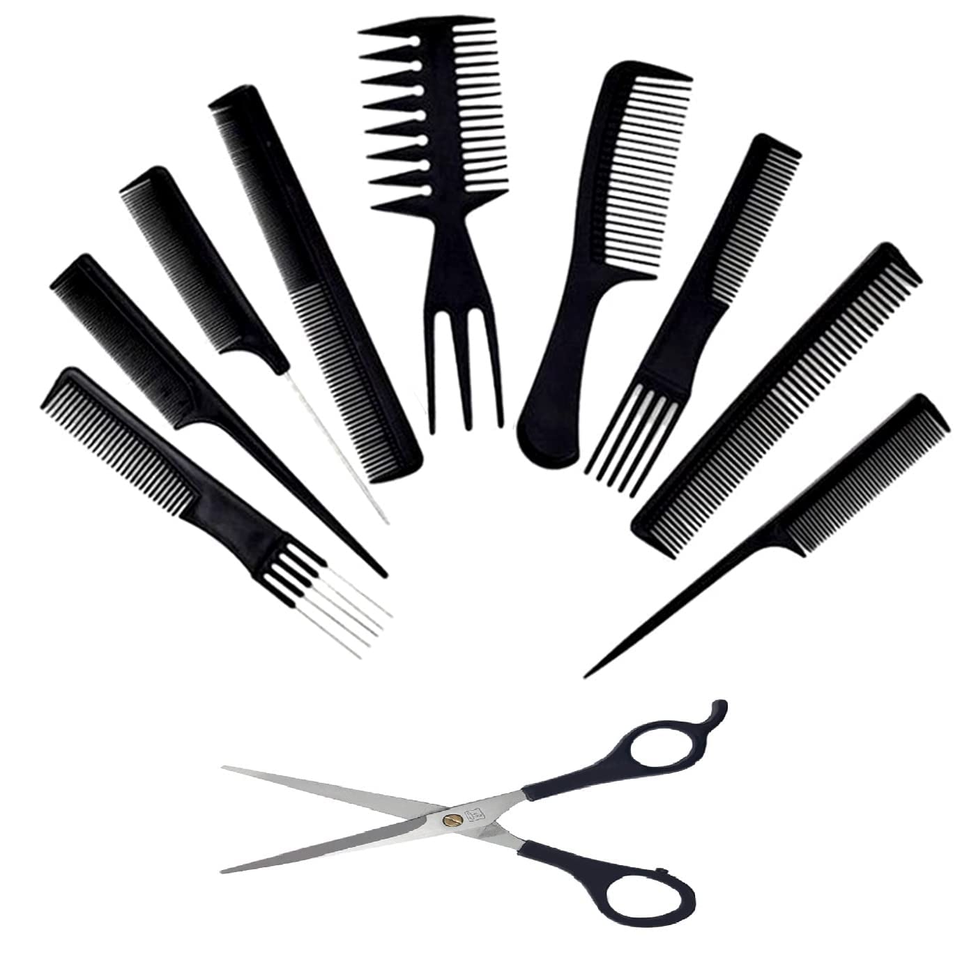 Premium 9-Piece Hair Cutting & Styling Kit - Professional Hair Comb Set with Scissors for Men & Women - Perfect for Home Haircuts, Salon Styling & Barber Use