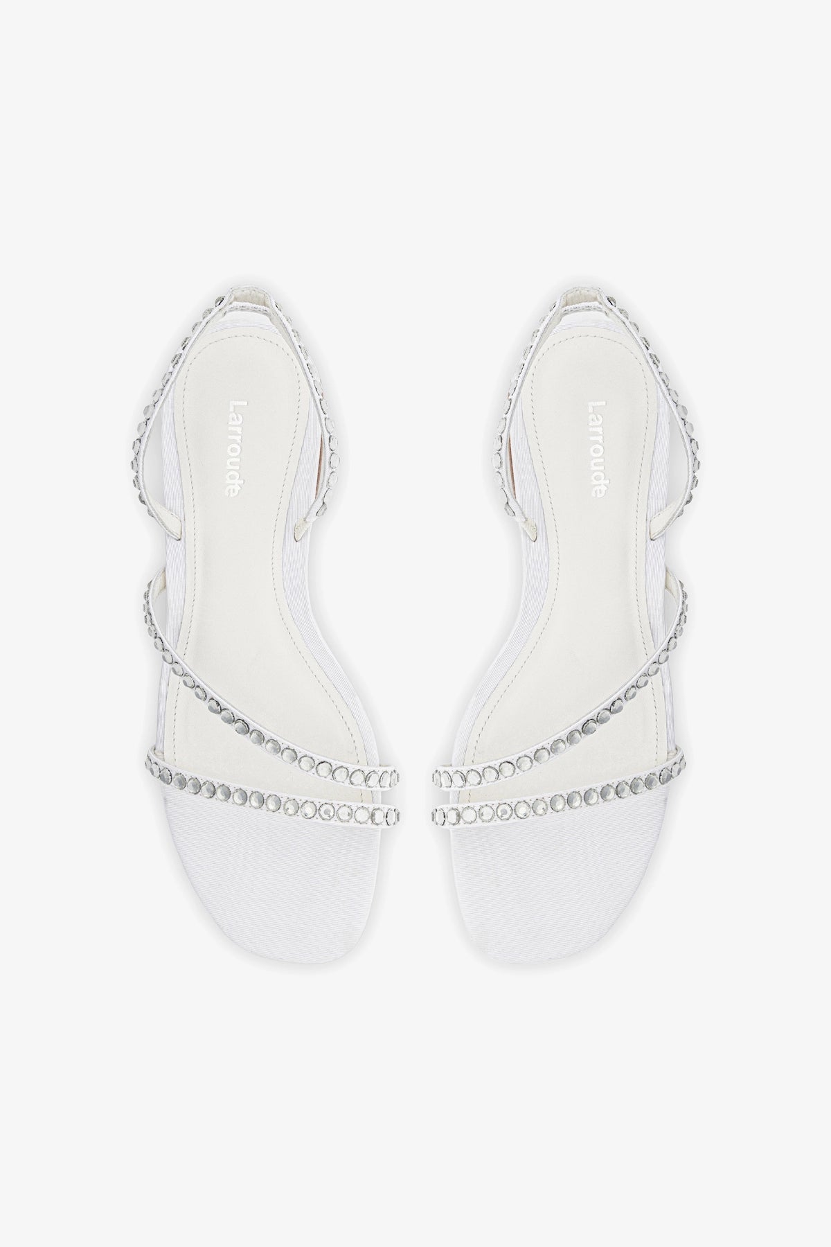 Vicky Women's Flat Sandals - White Fabric with Crystal Accents | Comfortable Summer Sandals for Beach, Vacation & Casual Outings