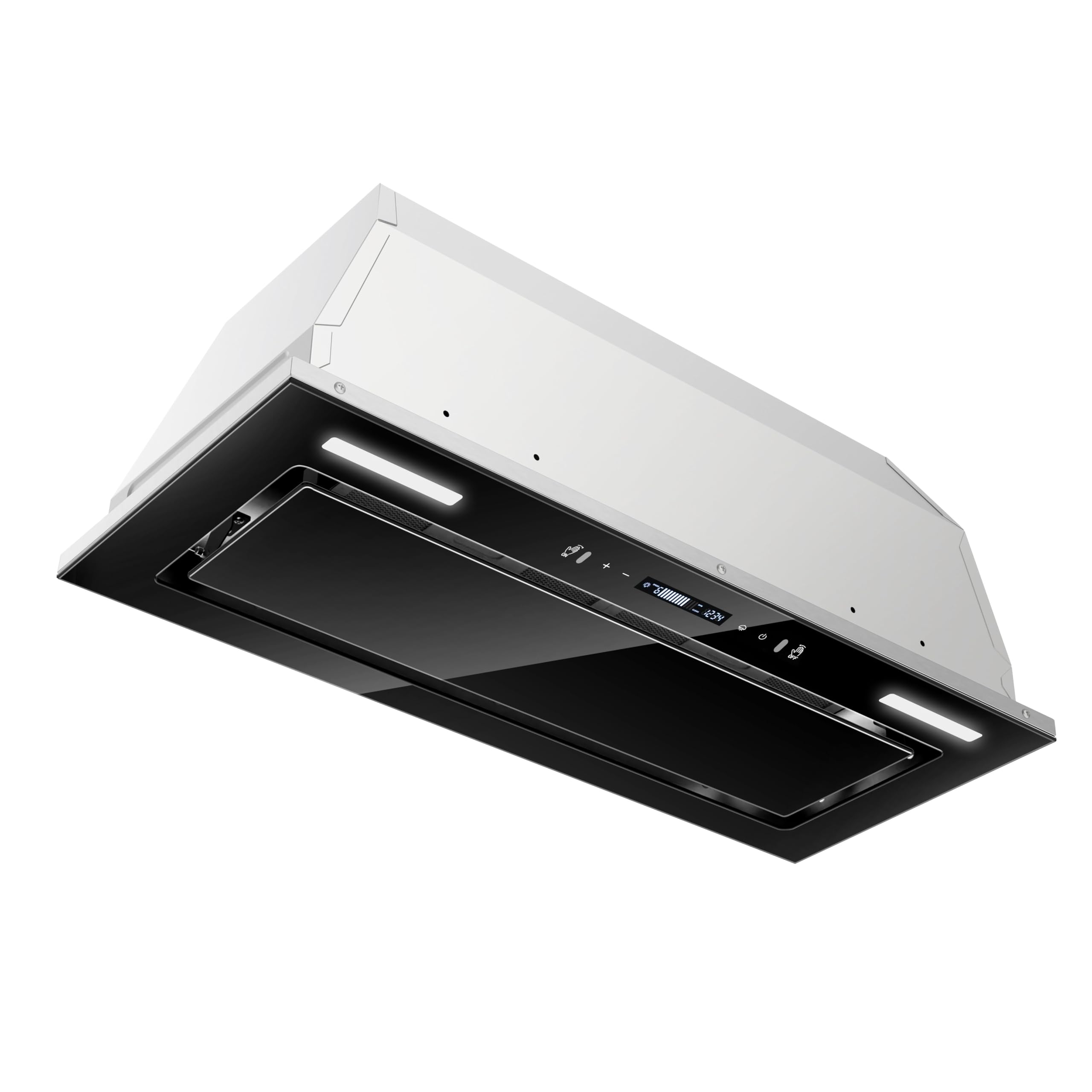 30 Inch 800 CFM Range Hood Insert - Built-in Black Glass Kitchen Vent Hood with Gesture & Touch Control, Recirculating Stove Hood with Mesh Filters, Dual LED Lights, Ducted/Ductless Convertible - Perfect for Modern Kitchens & Cooking Spaces