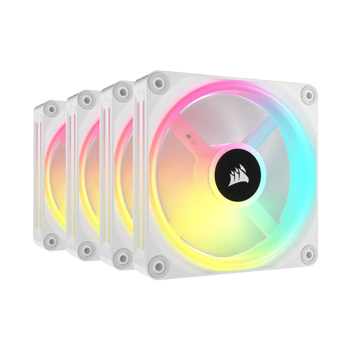 Corsair iCUE LINK QX120 RGB 120mm Magnetic Dome RGB PC Cooling Fan - Quad Fan Kit (White) - Perfect for Gaming PC Builds, Custom Water Cooling & High-Performance Computer Cases