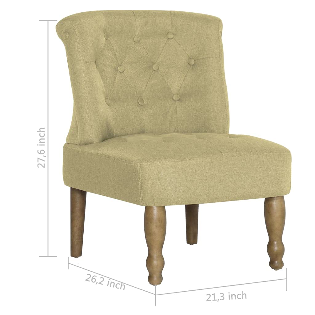 2-Piece Green Fabric Tufted French Accent Chairs - Upholstered Living Room Sofa & Club Chairs for Bedroom, Home Office, Hosting Room | Elegant Seating for Lounge, Reading Nook & Guest Reception