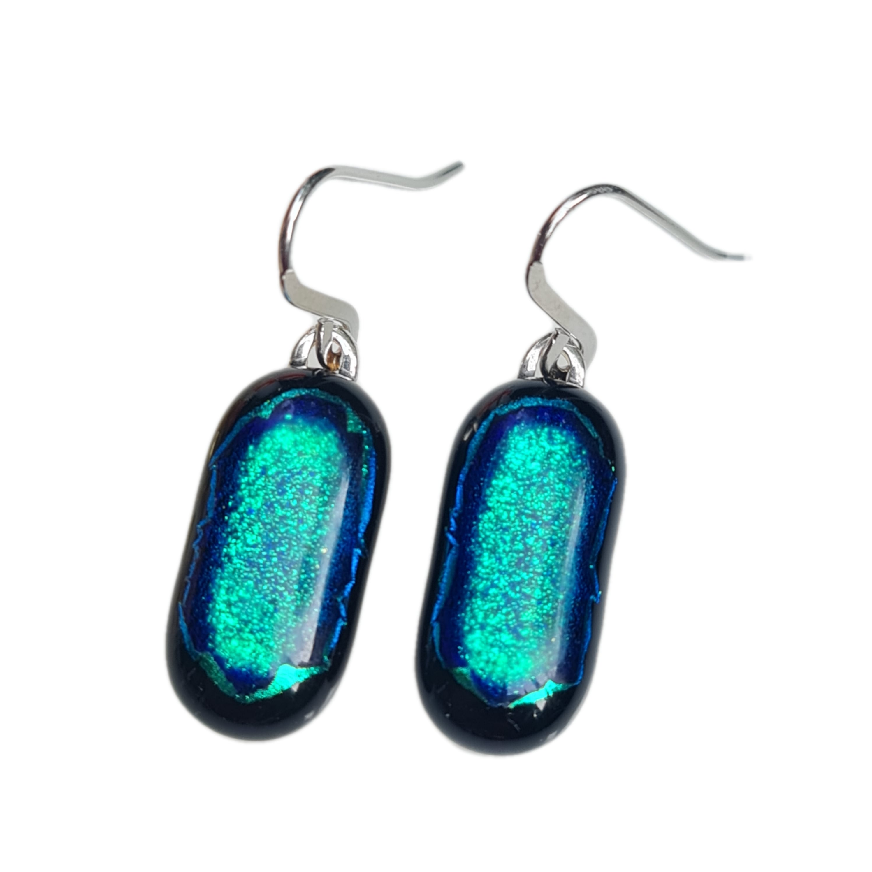 Handmade Artisan Glass Drop Earrings - Blue, Green & Black Gemstone Dangle Earrings for Women | Boho Chic Jewelry for Parties, Weddings & Special Occasions