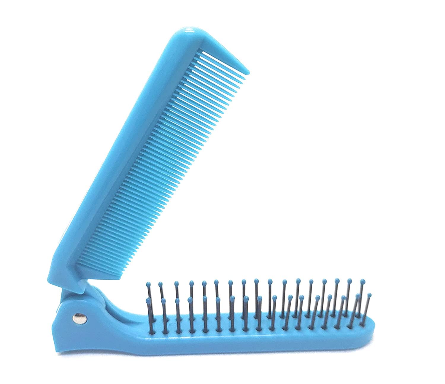 Portable Folding Pocket Comb - Double Sided Mini Hair Brush for Travel, Compact & Lightweight Hair Styling Tool - Foldable Pocket Kangi for Men & Women (Blue) | Perfect for On-the-Go Grooming, Travel Essentials & Everyday Carry