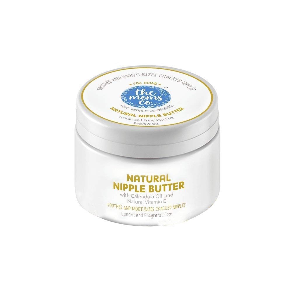 The Moms Co. Natural Nipple Butter - Organic Soothing & Moisturizing Nipple Cream for Sore, Cracked Nipples | Breastfeeding Safe with Kokum Butter & Calendula | 25g | Perfect for Nursing Mothers & Postpartum Care