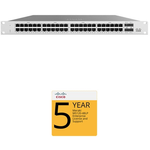 Cisco MS120 48LP Gigabit Ethernet Access Switch | 48 Port PoE+ | 5-Year Enterprise License & Support | Ideal for Office Networks & Small Business IT Infrastructure