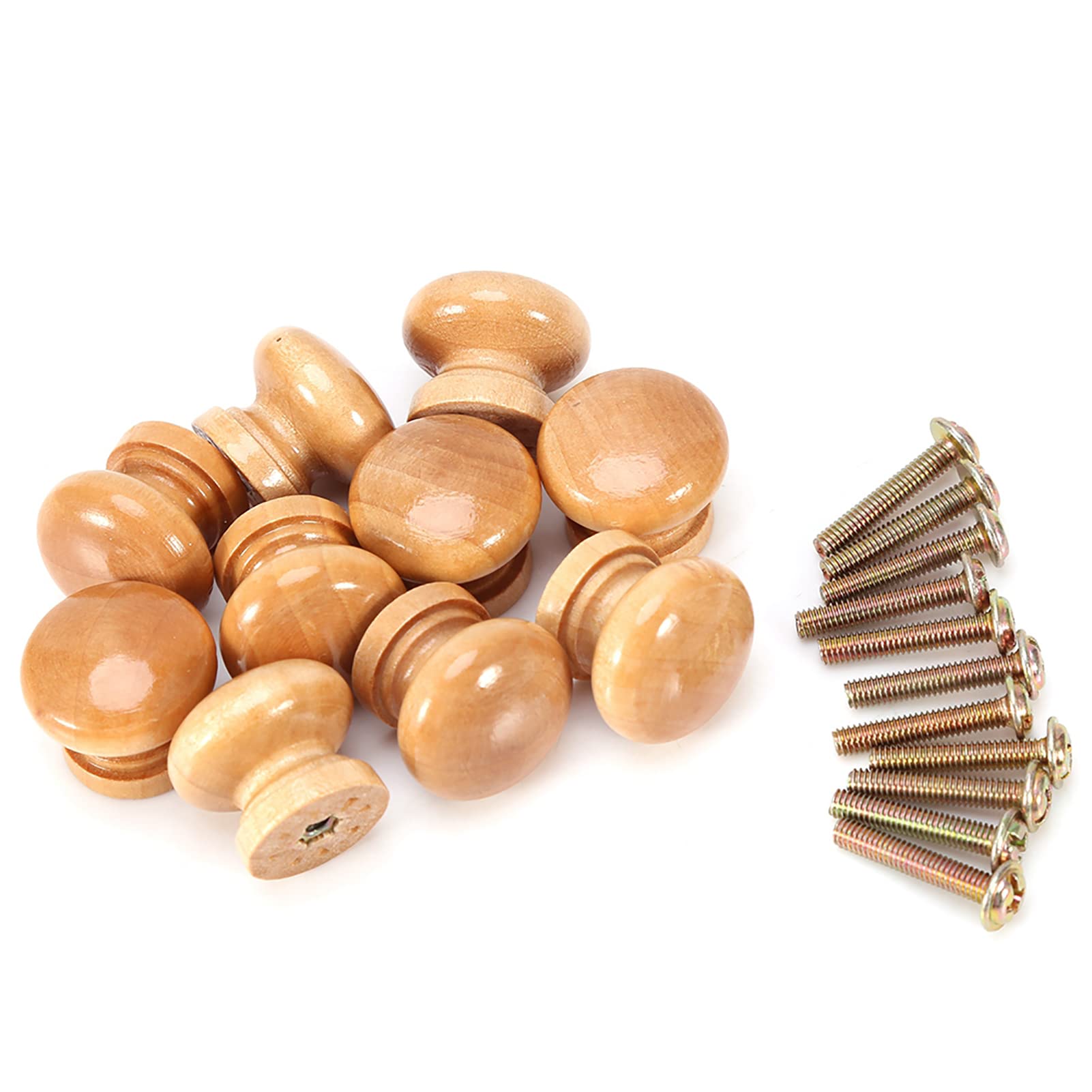 Jerliflyer 10Pcs Wooden Drawer Knobs - S/M/L Sizes (33MM Large) - Natural Wood Cabinet Handles for Kitchen, Furniture & Drawers - Perfect for Home Renovation & DIY Projects