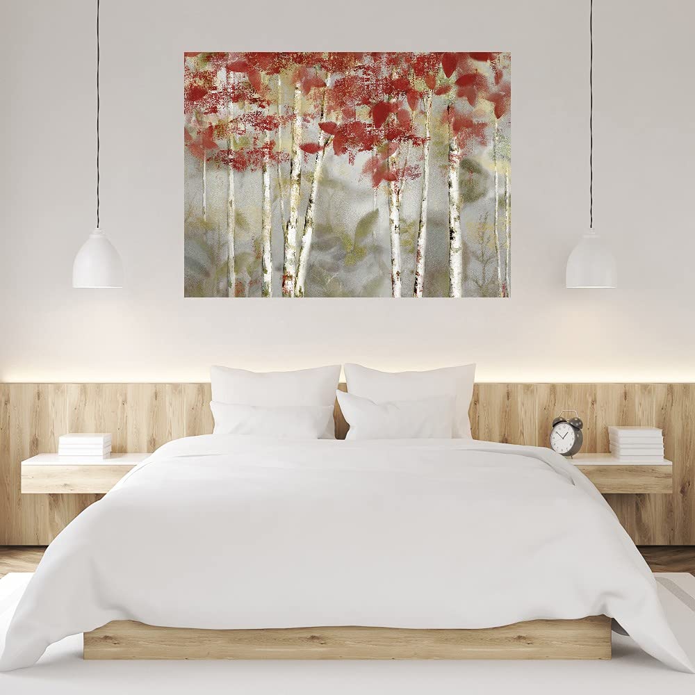 Autumn Forest Canvas Wall Art - 32x24 Inch Large Fine Art Painting for Bedroom & Living Room Decor - Handmade by Artist Nan - Perfect for Home, Office & Gift Giving