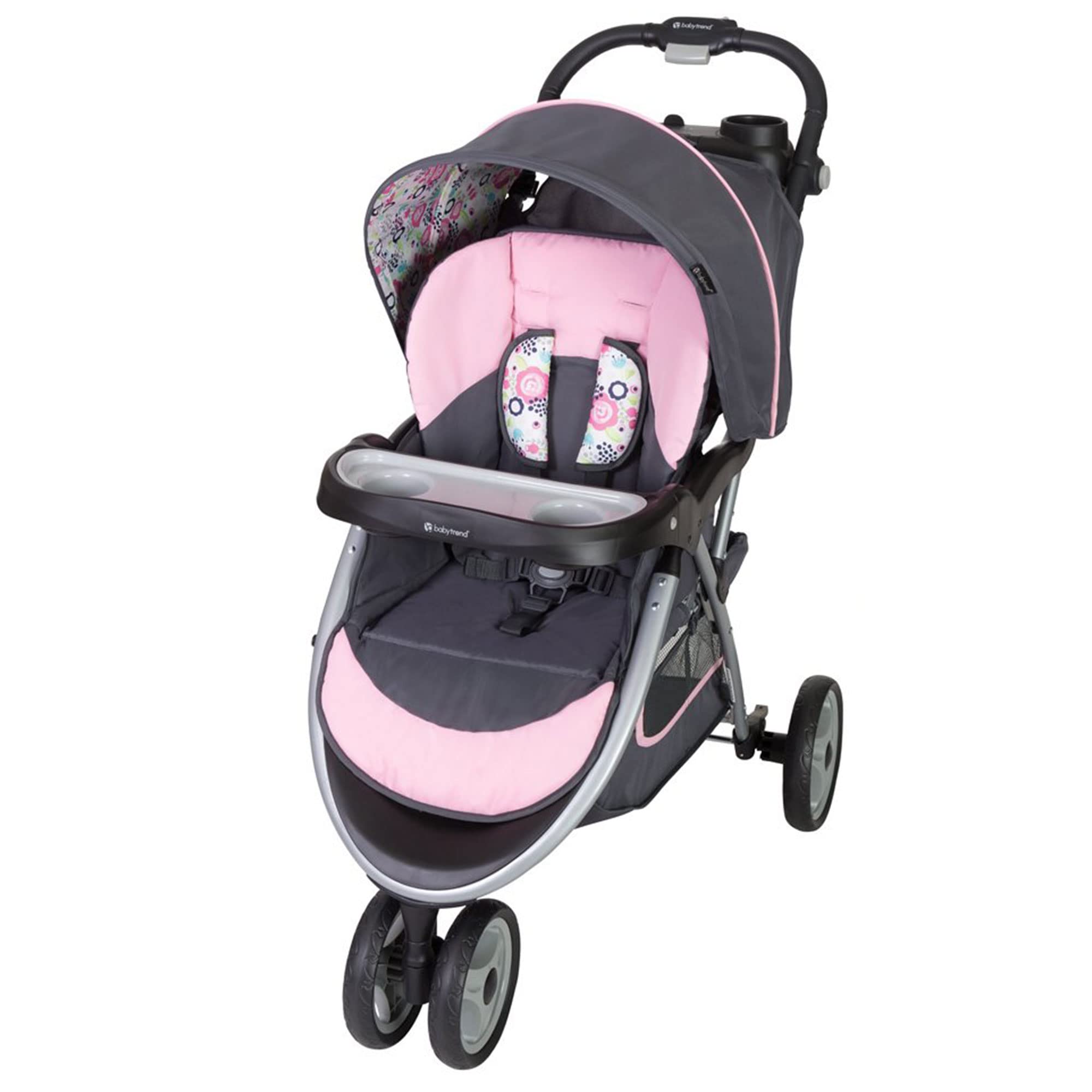Baby Trend Skyview Stroller Travel System with EZ Flex-Loc Infant Car Seat - Lightweight Compact Baby Stroller with Adjustable Canopy & Storage Basket | Perfect for Newborns, Travel, Shopping & Daily Walks (Flora Pattern)