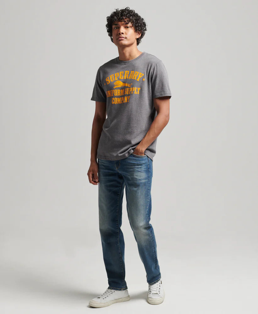 Vintage Slim Straight Jeans for Men - High Waist Distressed Denim Pants | Electric Vintage Custom Wash | Perfect for Casual Wear, Street Style and Retro Outfits