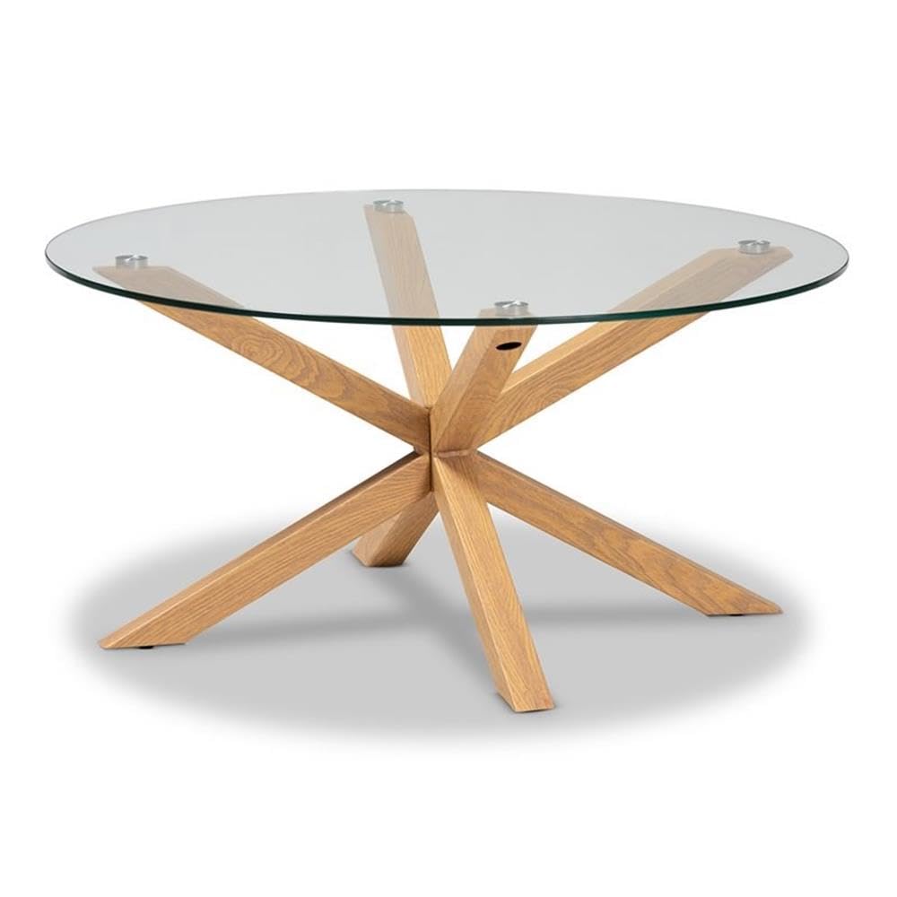 Modern Glass and Wood Coffee Table - Contemporary Allora Design for Living Room, Lounge & Office Decor