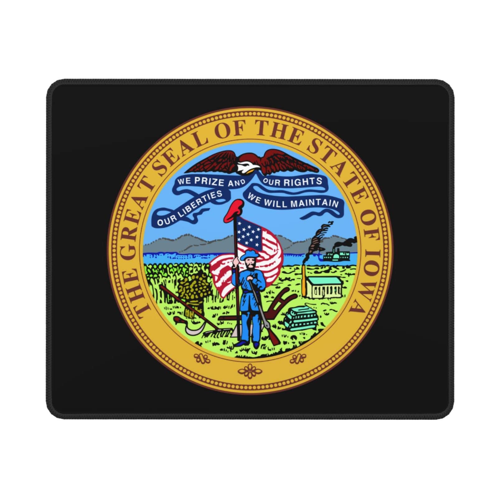 SIYTUAU Iowa State Seal Mouse Pad - Waterproof, Non-Slip Rubber Desk Mat for Office & Gaming (10x12 inches) - Perfect for Laptop, PC, and Workstation Use