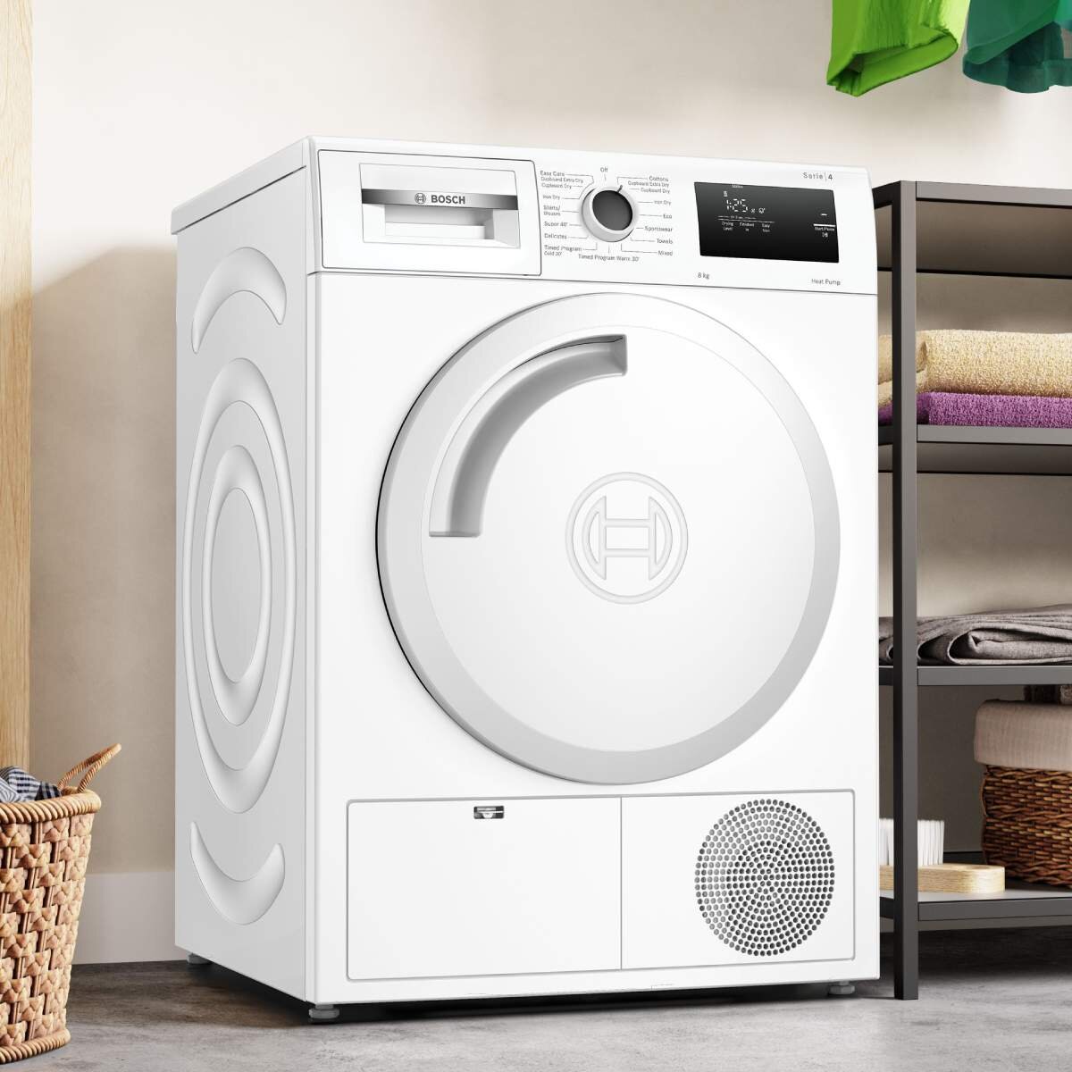 Bosch Series 4 8kg Heat Pump Tumble Dryer WTH83001AU - Energy Efficient, Quiet & Gentle on Clothes - Perfect for Small Families & Apartments - Laundry Room & Home Use