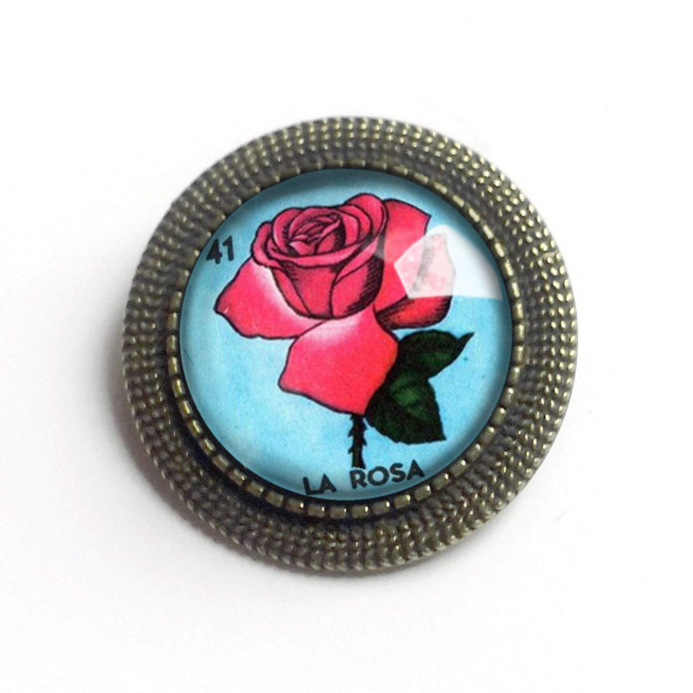 La Rosa Rose Glass and Brass Brooch - Vintage Floral Pin for Women - Perfect for Weddings, Parties & Special Occasions