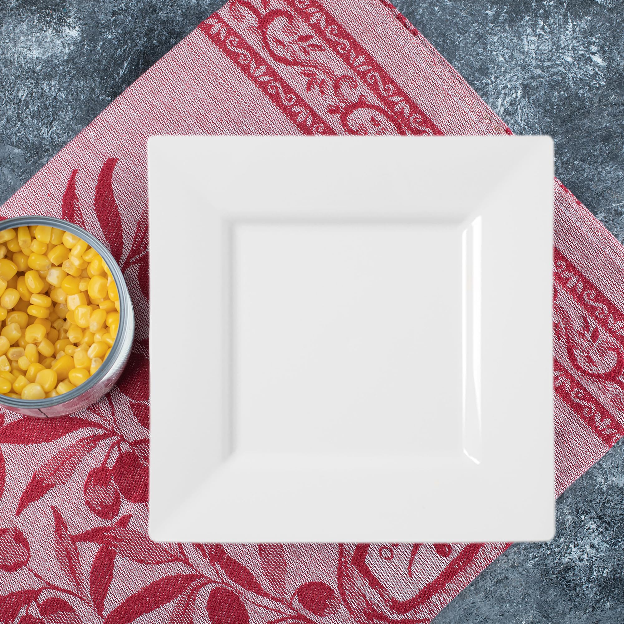 Smarty Had A Party 120-Pack Elegant Disposable Plastic Dinnerware Set - 10.25 Inch Heavy Duty White Square Plates for Weddings, Birthdays & Special Events - Durable Party Supplies for Catering, Picnics & Holiday Gatherings