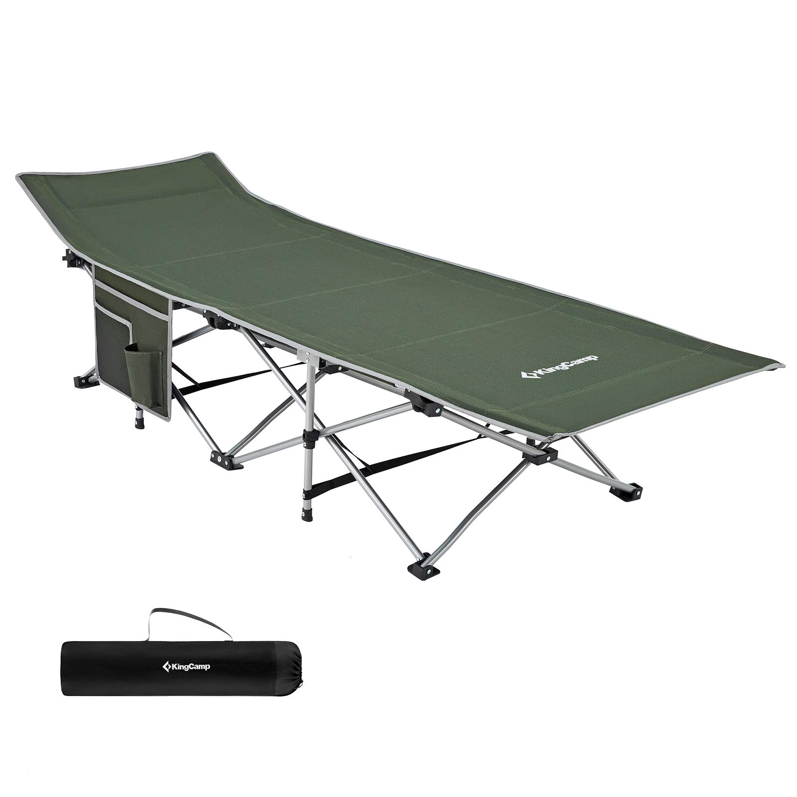 KingCamp Heavy Duty Folding Camping Cot - Portable Ultra Lightweight Single Person Bed for Adults - Perfect for Camping, Office, Home & Outdoor Use - Indoor/Outdoor Sleeping Solution