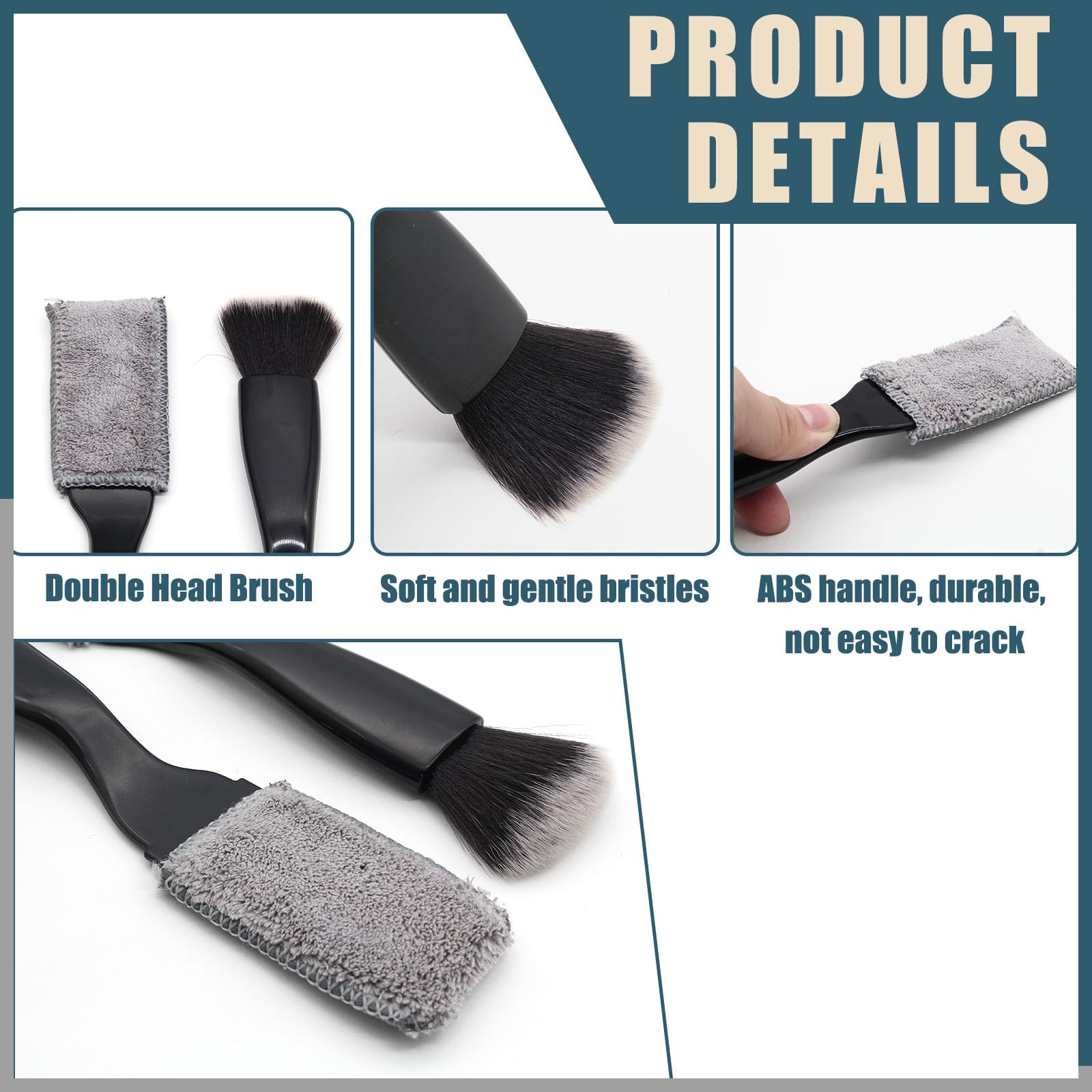 2Pack Double Head Car Cleaning Brush - 2 in 1 Detailing Tools for Interior, Air Vents, Dashboard - Blue & Black - Perfect for Car Detailing & Home Cleaning