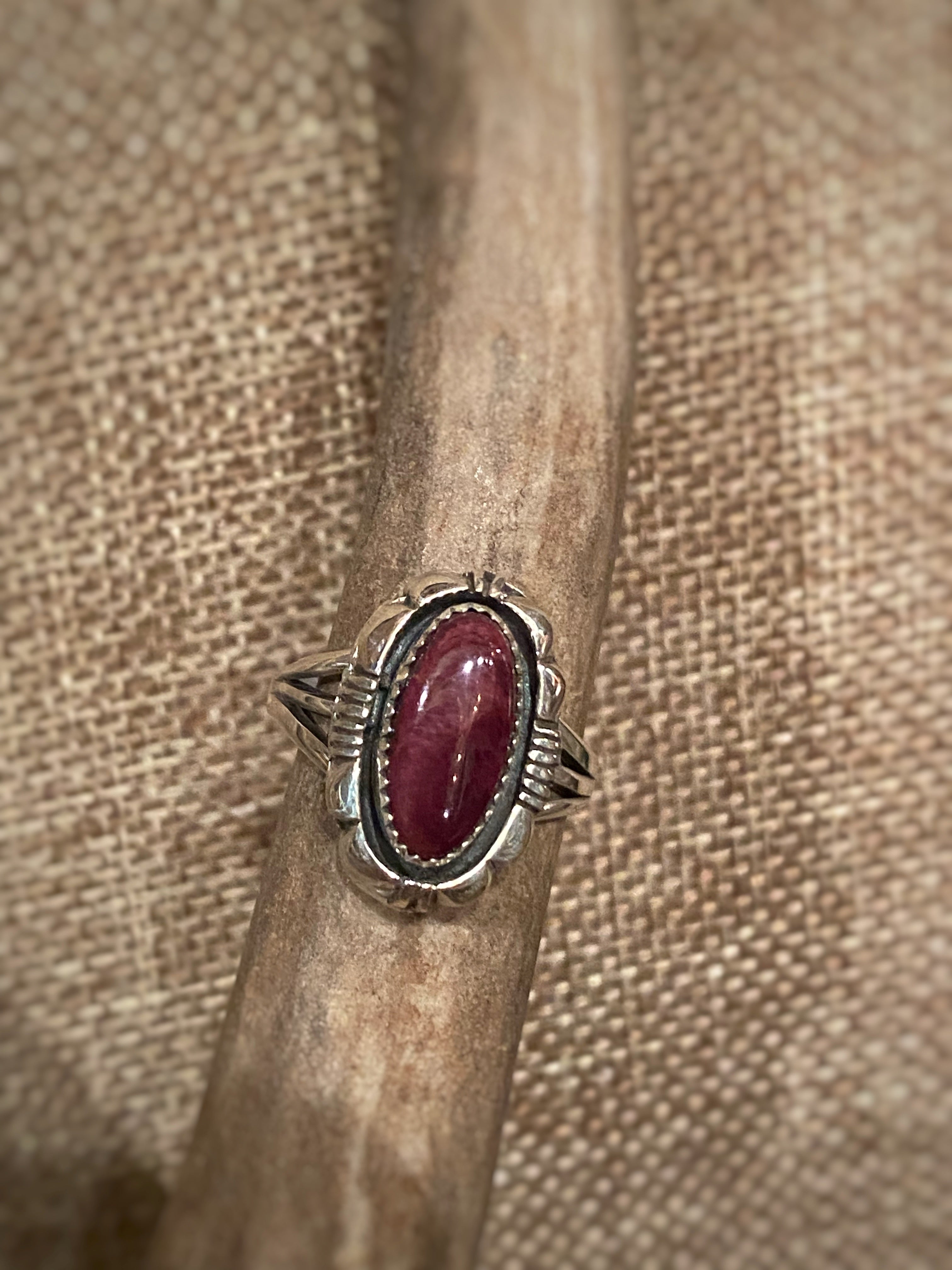 Spiny Oyster Shell Sterling Silver Ring #40 - Handmade Southwest Jewelry for Women | Perfect for Boho Fashion, Beach Wear & Gift Giving