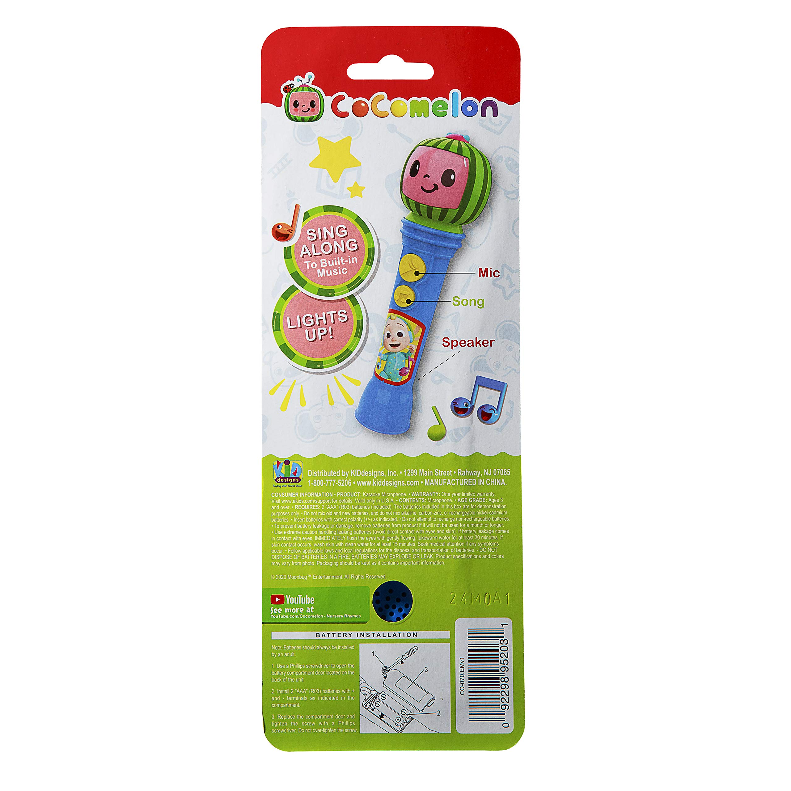 **Cocomelon Kids Toy Microphone with Built-in Songs - Musical Microphone for Toddlers & Children, Perfect for Singing & Pretend Play - Ideal Gift for Cocomelon Fans**    *(Use Case: Birthday Gifts, Party Favors, Preschool Learning, Interactive Playtime)*