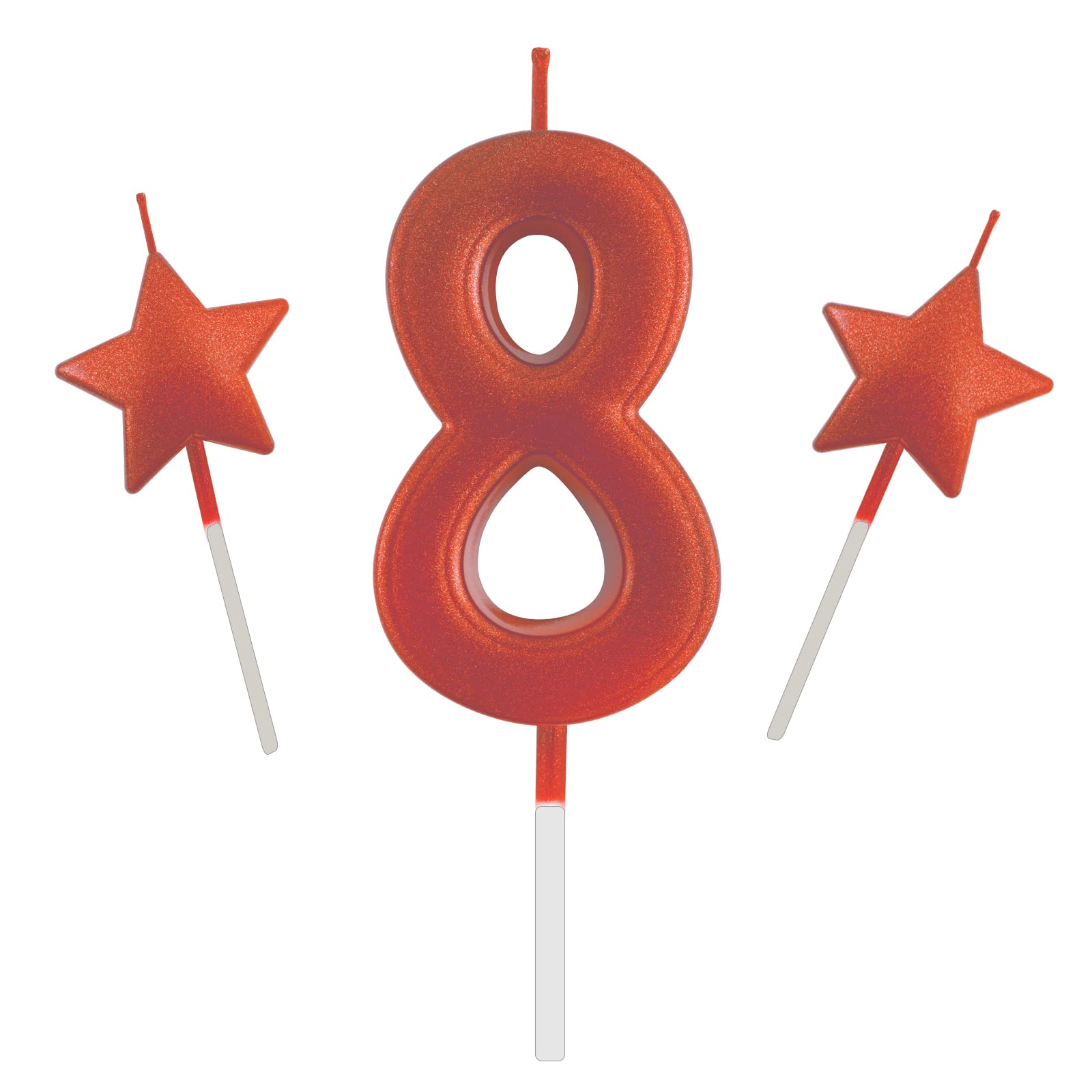 2.75 Inch Red Number 8 Birthday Candles - Glitter Cake Toppers for Happy Birthday Decorations - Perfect for Adult & Kids Party, Cupcake, Baking Celebration - Ideal for Birthday Cakes, Cupcakes, and Special Occasions