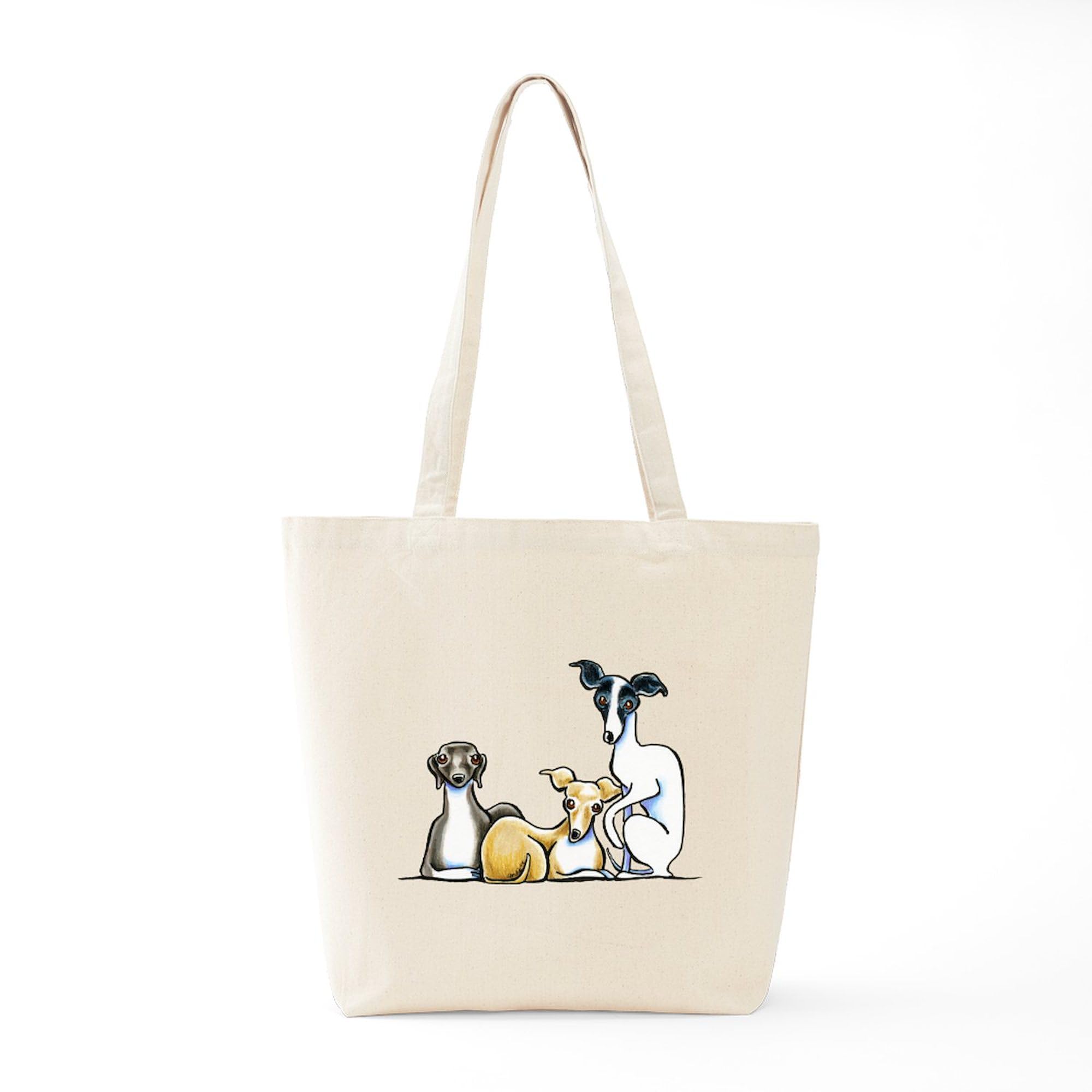 Italian Greyhound Trio Tote Bag - Natural Canvas Reusable Shopping Bag for Groceries, Beach & Daily Use | Eco-Friendly & Durable