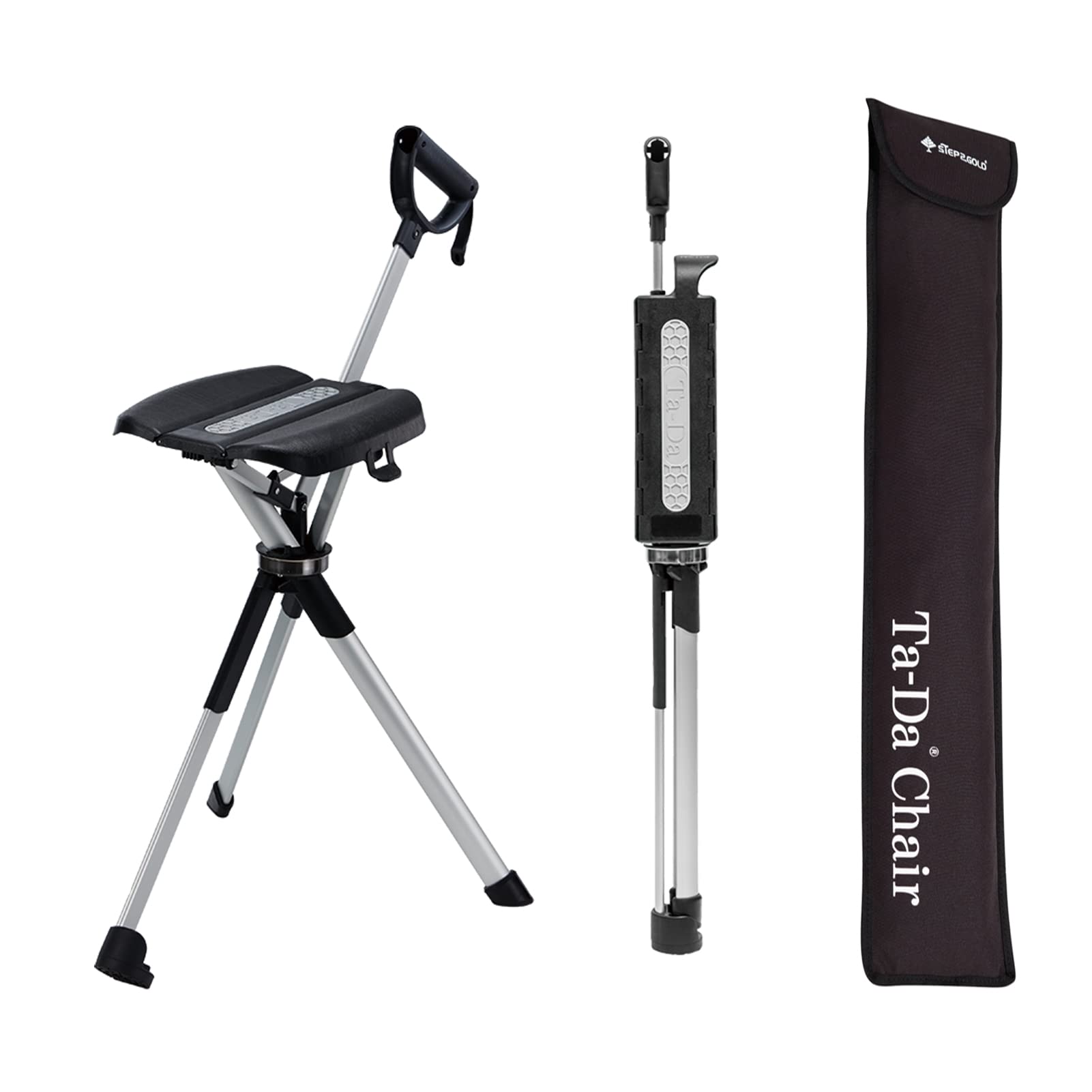 Ta-Da Chair Series 2 - Portable Folding Trekking Hiking Stick with Instant Seat Conversion | Lightweight Aluminum Walking Cane for Seniors & Outdoor Enthusiasts | Perfect for Hiking, Camping & Travel