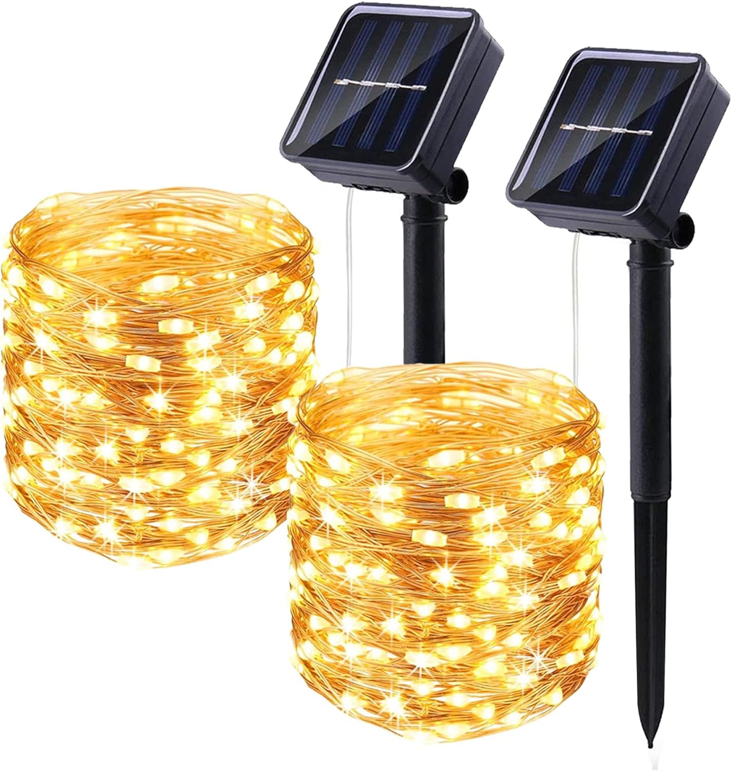 2025 Upgraded 2 Pack Solar String Lights Outdoor - 110FT 300LED Waterproof Solar Fairy Lights with 8 Modes | Perfect for Christmas Tree, Patio, Garden, Yard, Wedding & Holiday Decorations (Warm White)