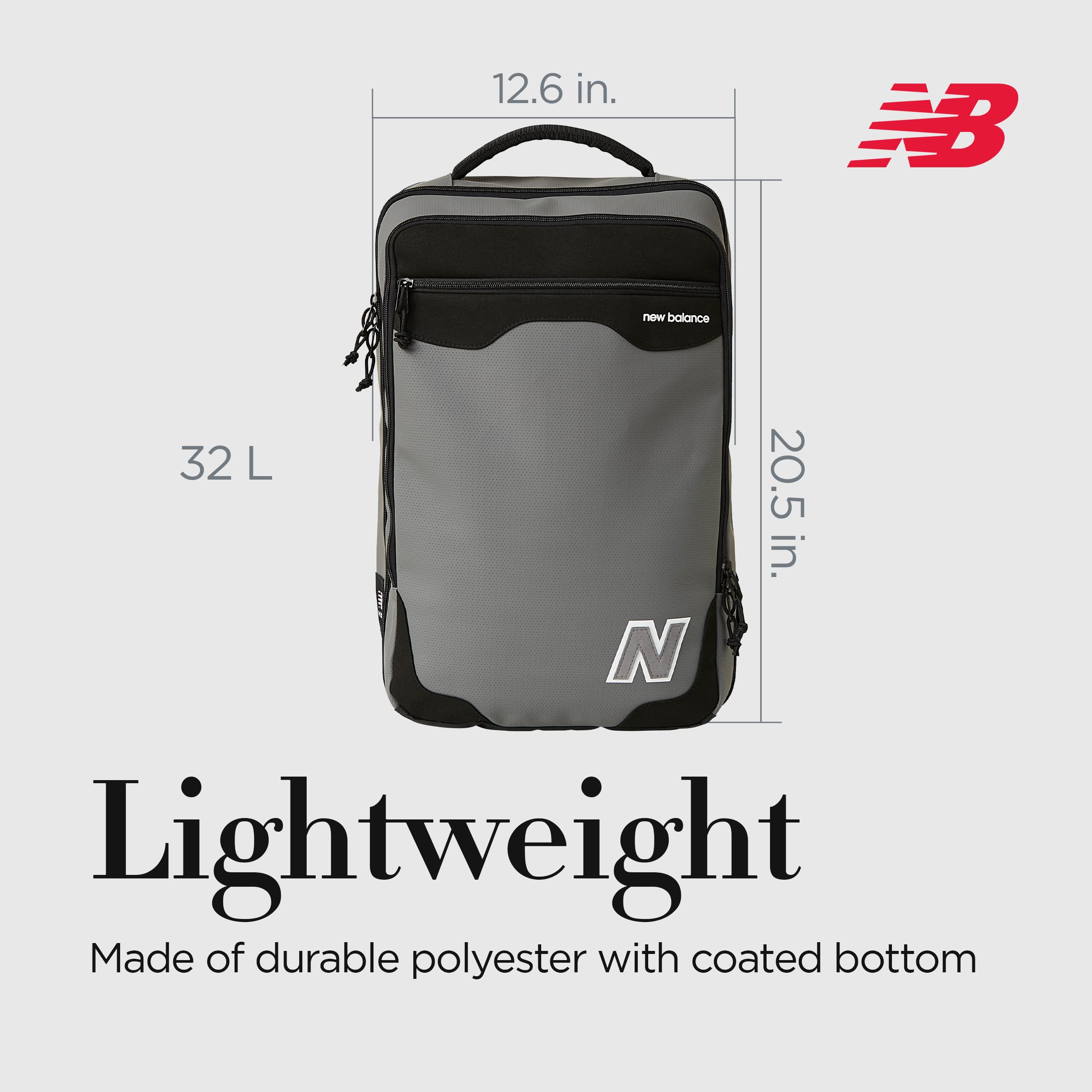 New Balance Grey One Size Backpack for School, Travel & Work - Lightweight & Durable Laptop Backpack with Multiple Pockets