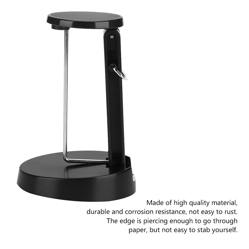Black Metal Receipt Spike Holder for Office & Restaurant - Bill Fork, Memo & Check Organizer with Straight Rod - Perfect for Organizing Invoices, Notes & Orders