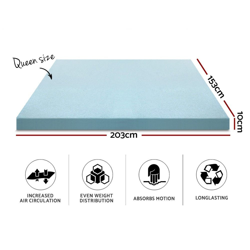 Cool Gel Memory Foam Mattress Topper with Bamboo Cover - 4 Inch Queen Size for Back Pain Relief & Pressure Relief - Breathable & Cooling Mattress Pad for Hot Sleepers - Perfect for Bedroom, Guest Room & Dorm Use