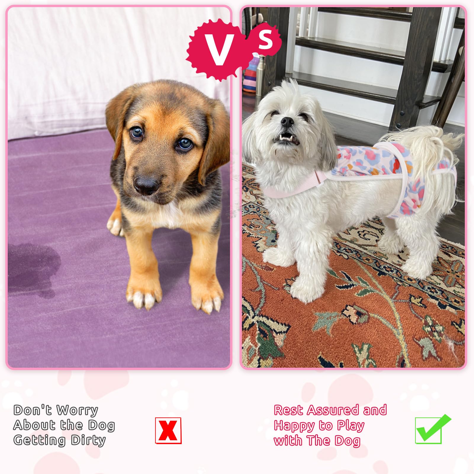 ASENKU 2 Pack Washable Dog Diapers for Small Female Dogs - Perfect for Heat & Period Care